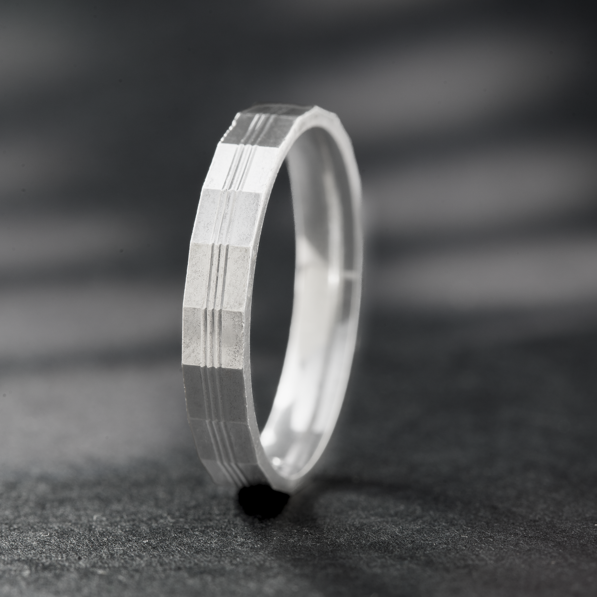 Textured silver band ring