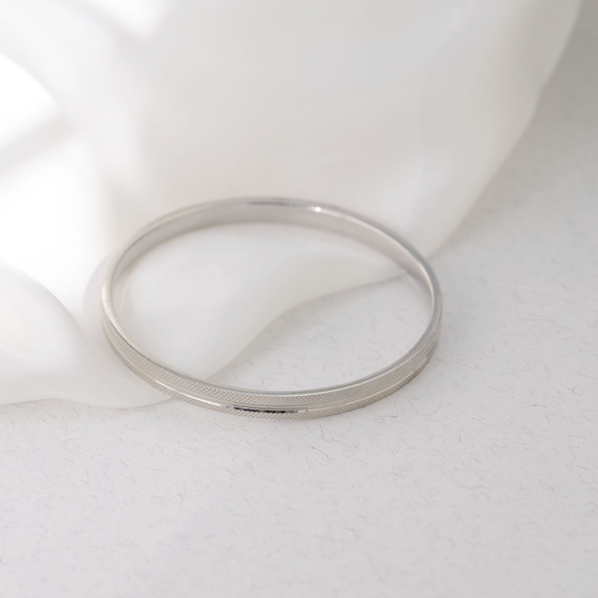 Textured silver bangle men