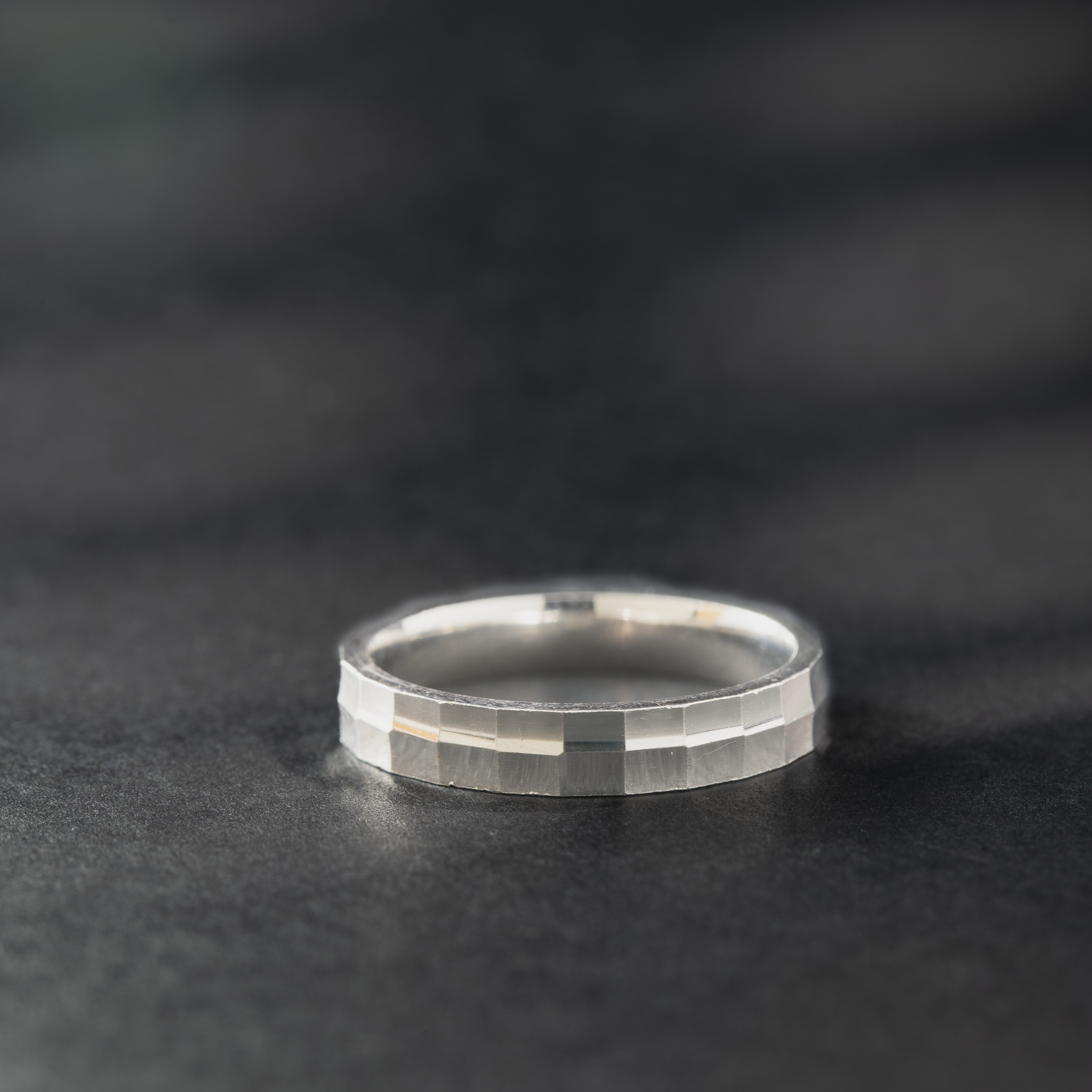 Textured silver ring design