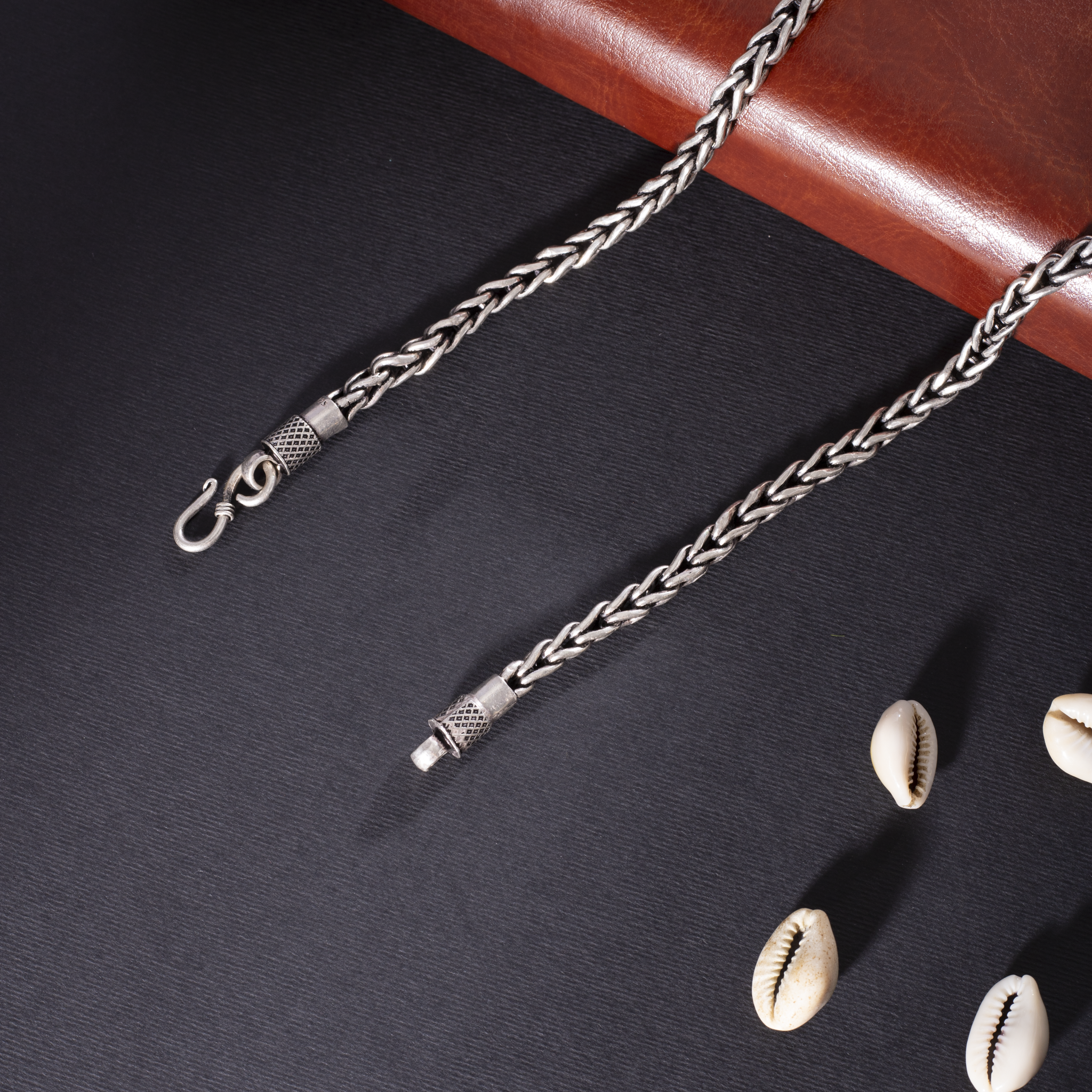 Textured thick sterling silver chain