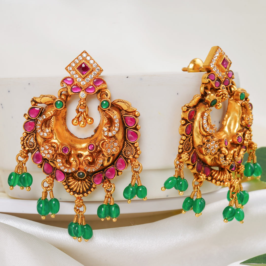 Traditional Antique Gold Jhumka Earrings