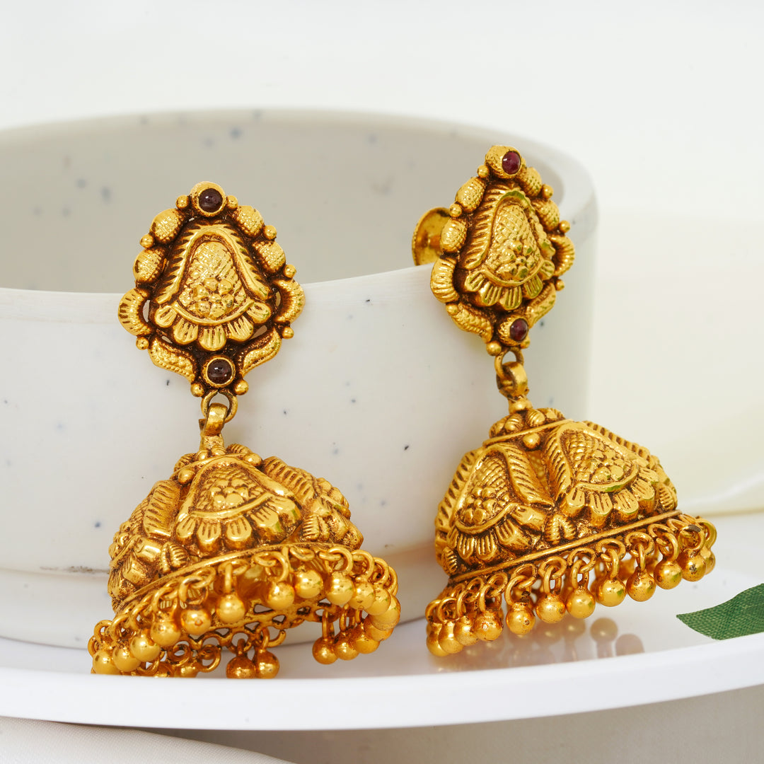 Traditional Antique Gold Jhumkas
