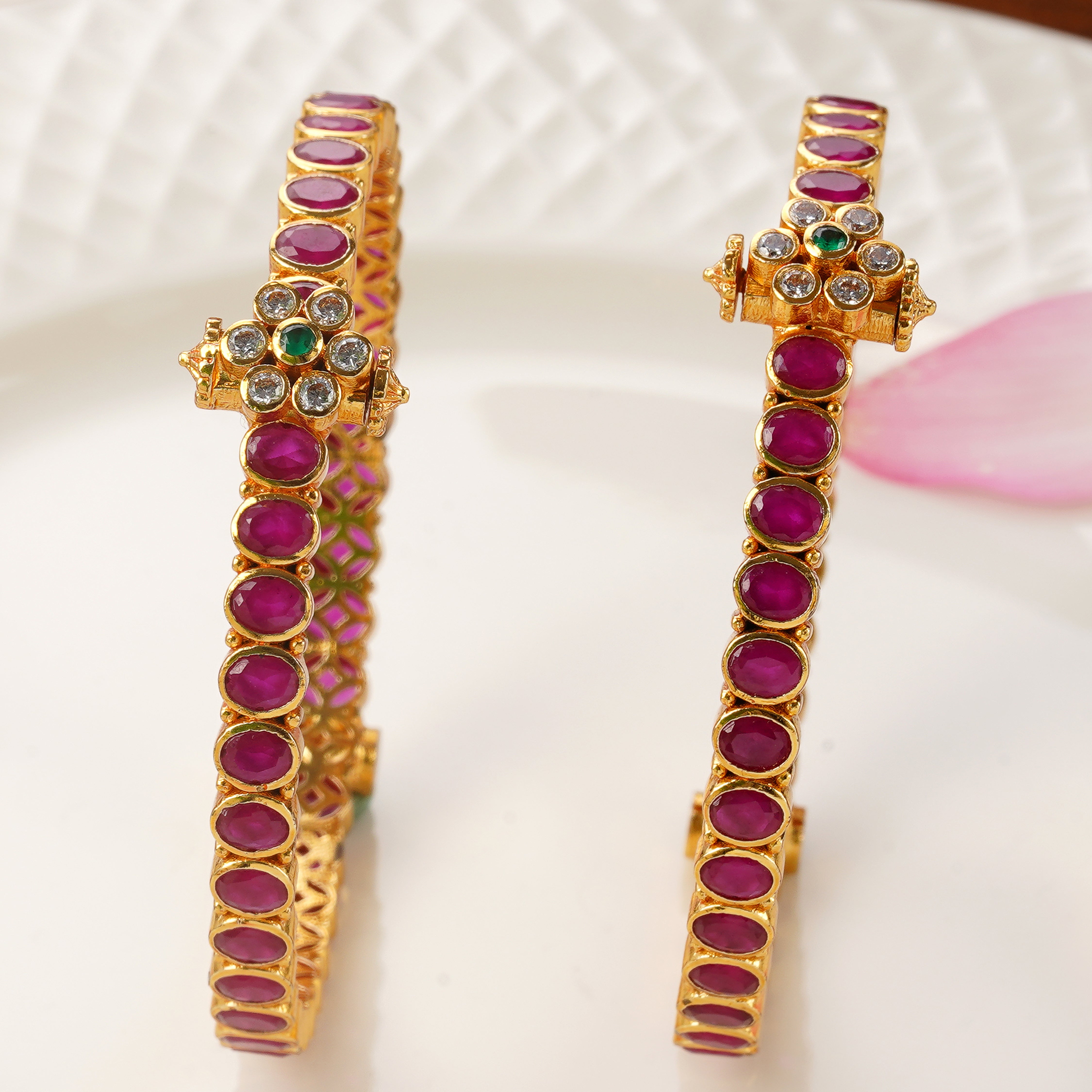Traditional Gold Plated Ruby Bangle for Women