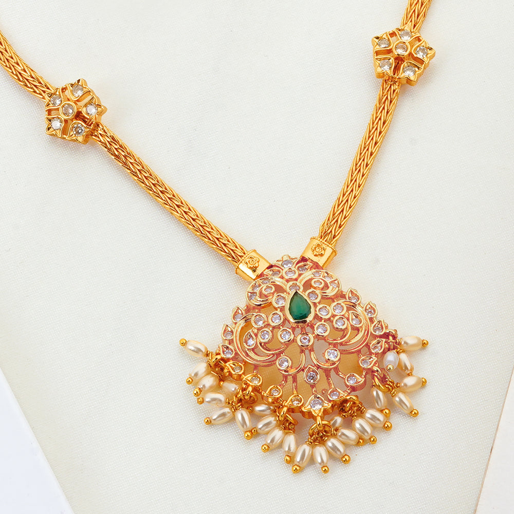 Traditional Gold plated Necklace with Swarovski Stones and Beads