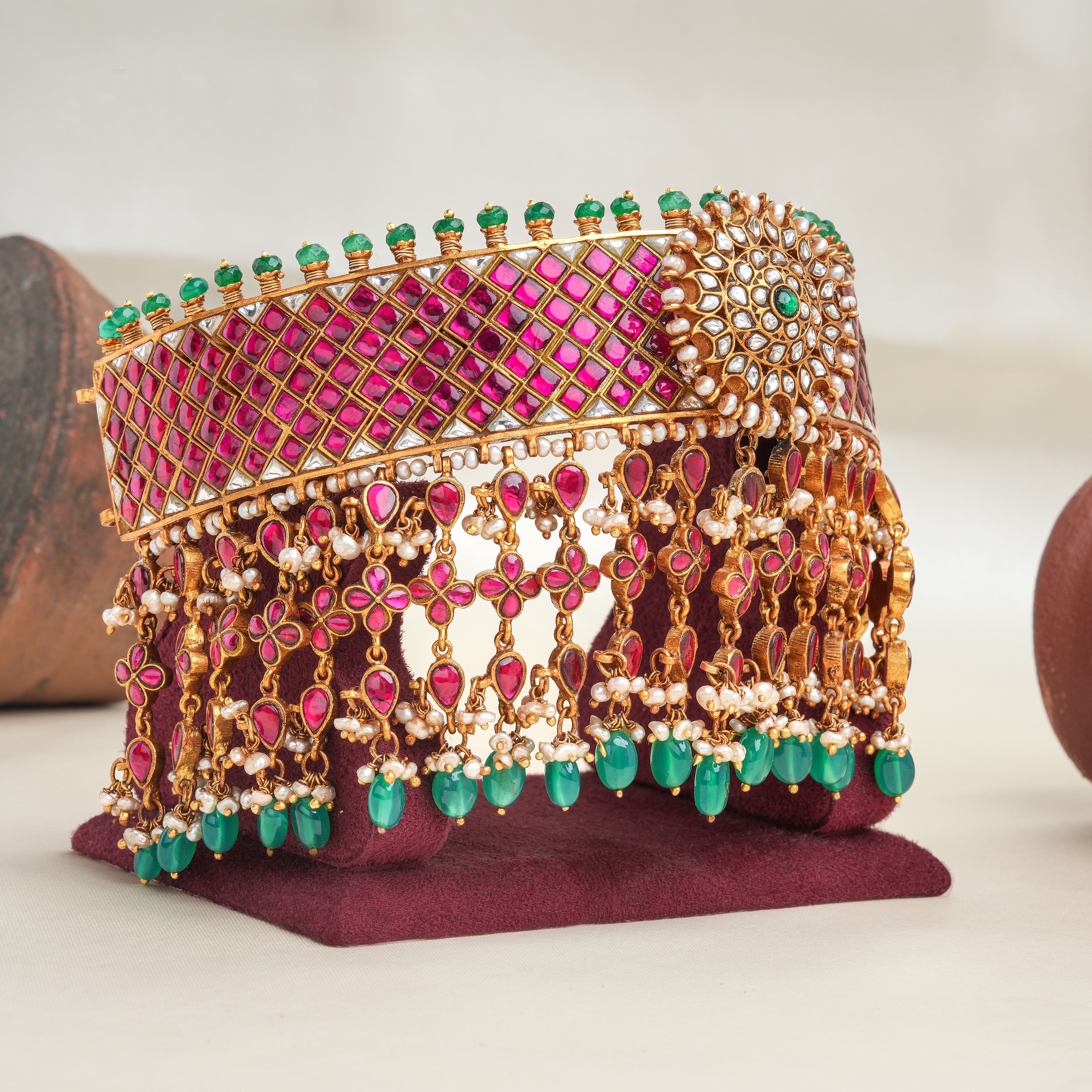 Traditional Kundan choker with pearl hangings