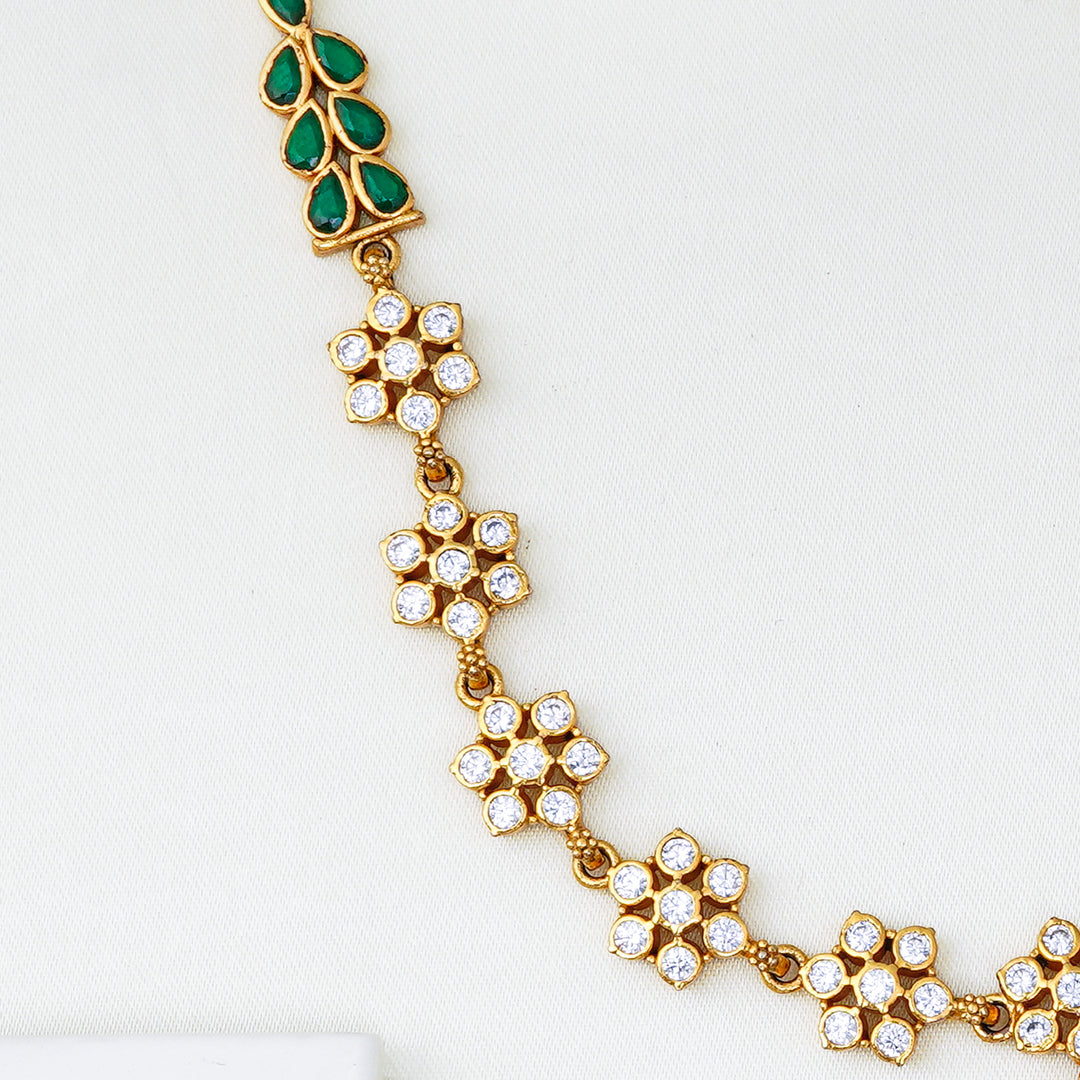 Traditional Lakshmi Nakshi necklace with antique finish and pearl drops

