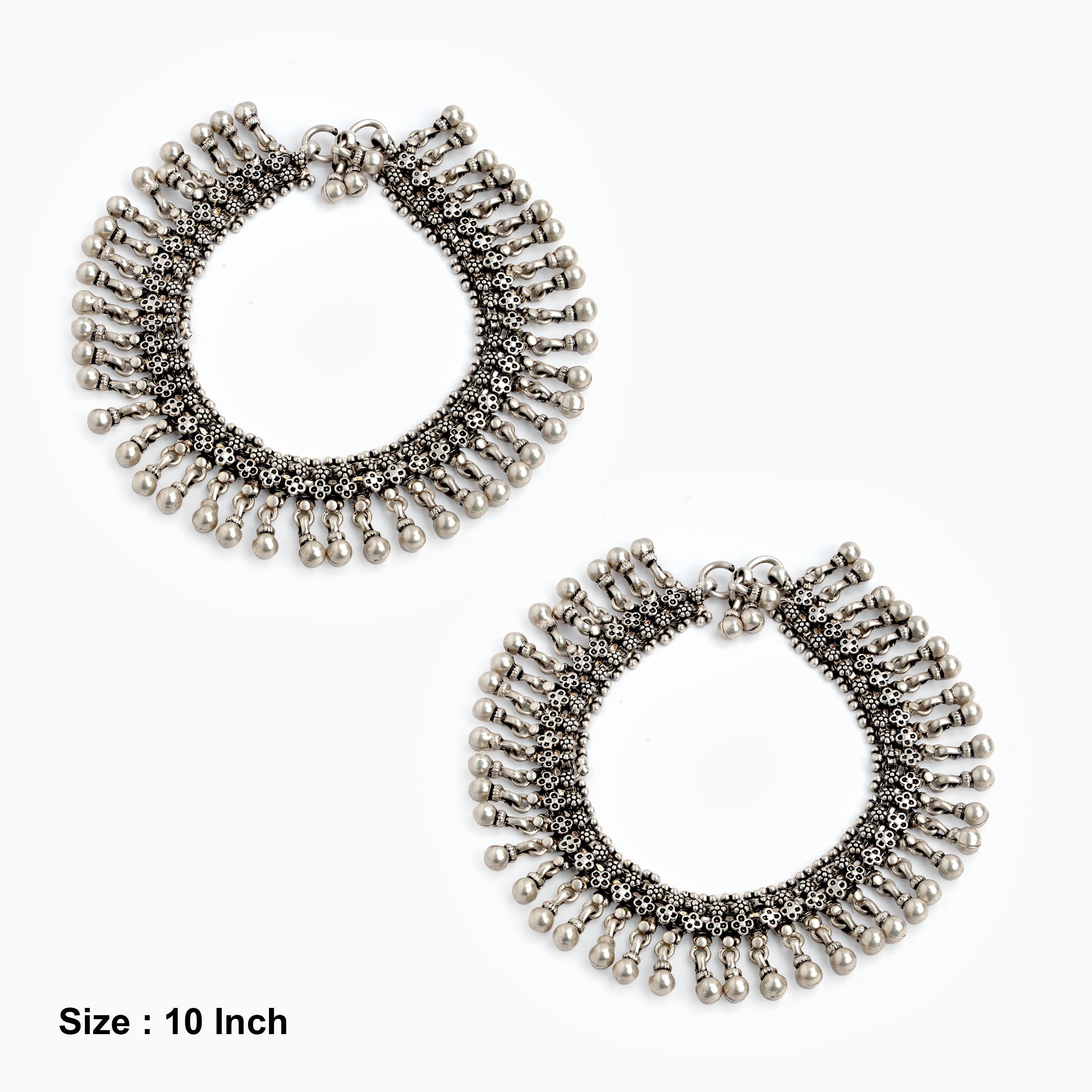 Traditional Oxidized Sterling Silver Anklets Ishna