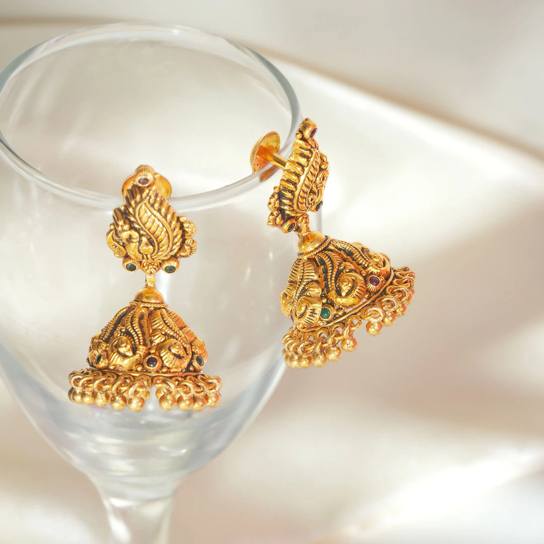 Traditional Peacock Motif Jhumka Earrings Ishna