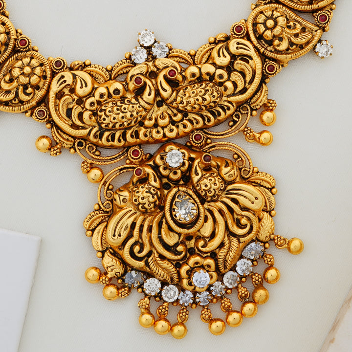 Traditional Peacock Temple Necklace for South Indian Brides