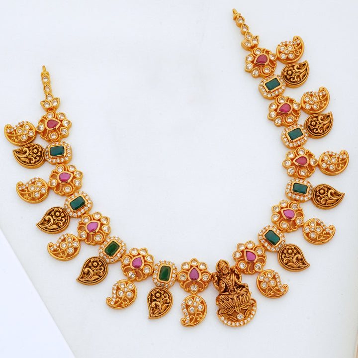 Traditional Temple Jewellery Necklace with Lakshmi Motif