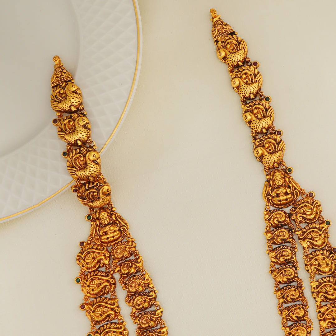 Traditional annam design ruby haram necklace