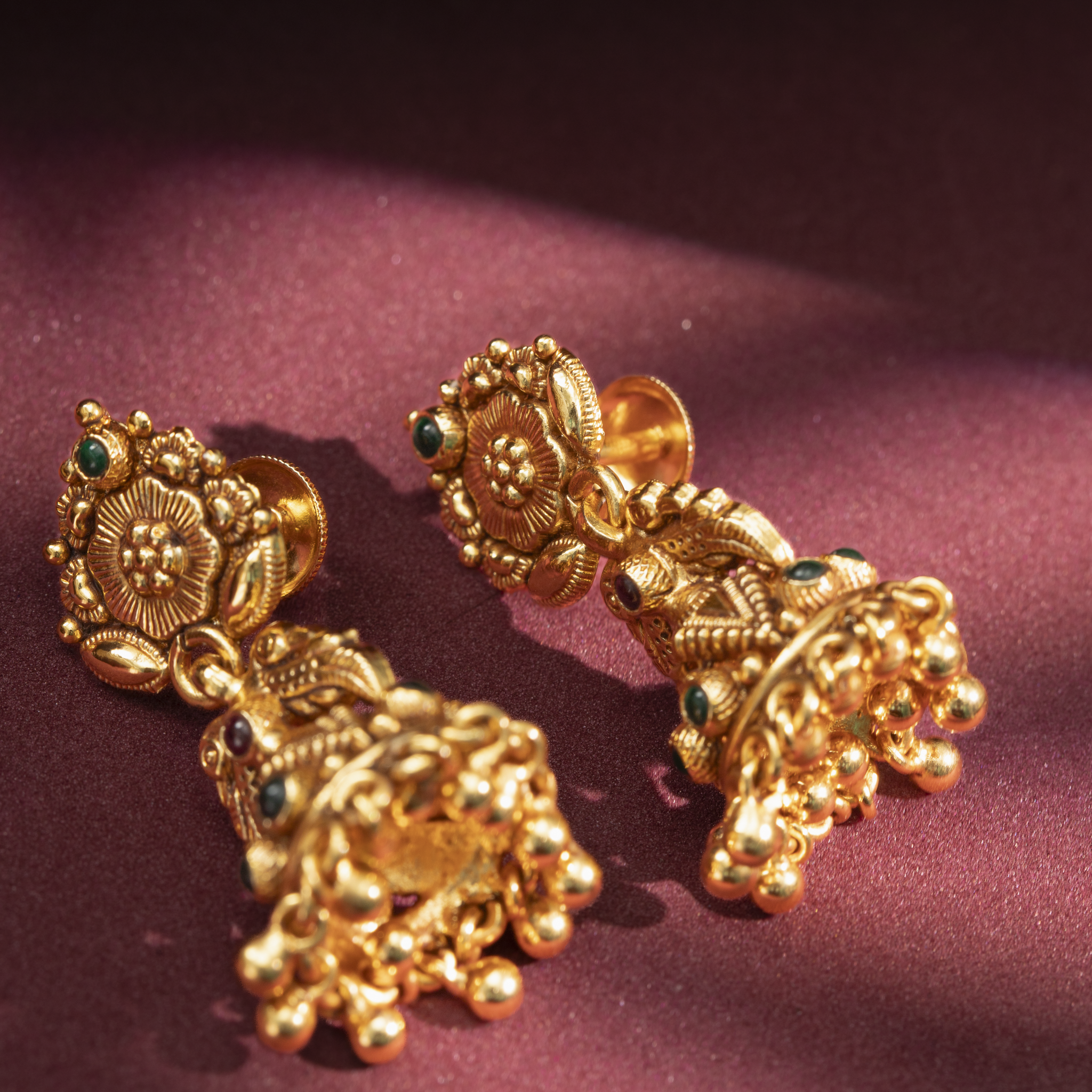Traditional bridal temple jewellery earrings