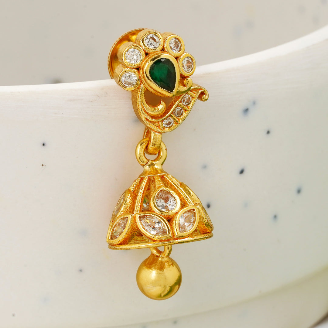 Traditional emerald jhumki for women
