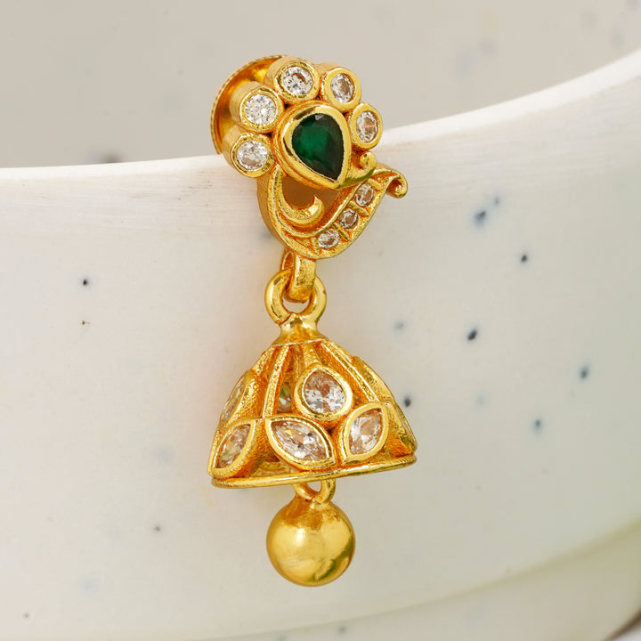 Traditional emerald jhumki for women
