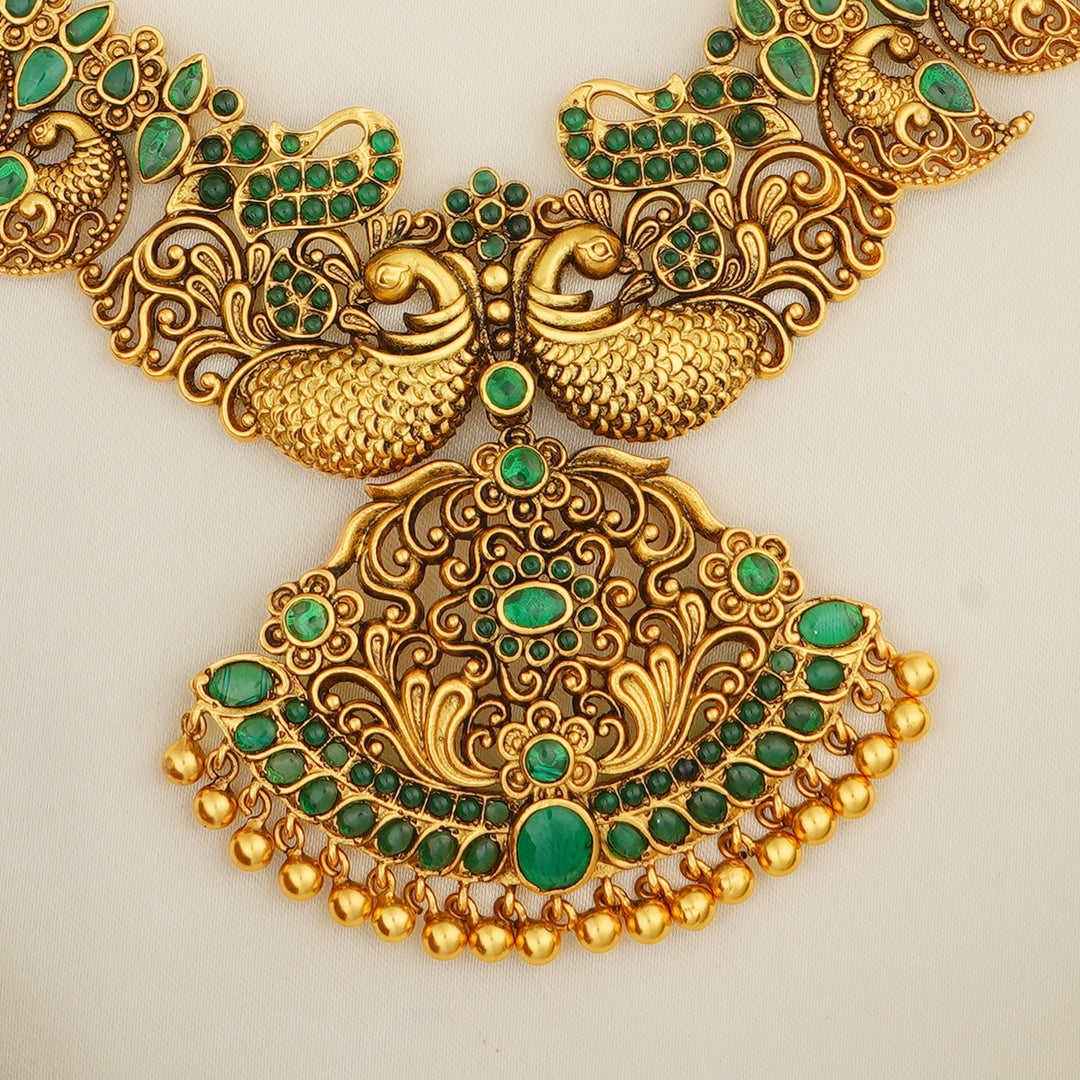 Traditional emerald peacock necklace for weddings