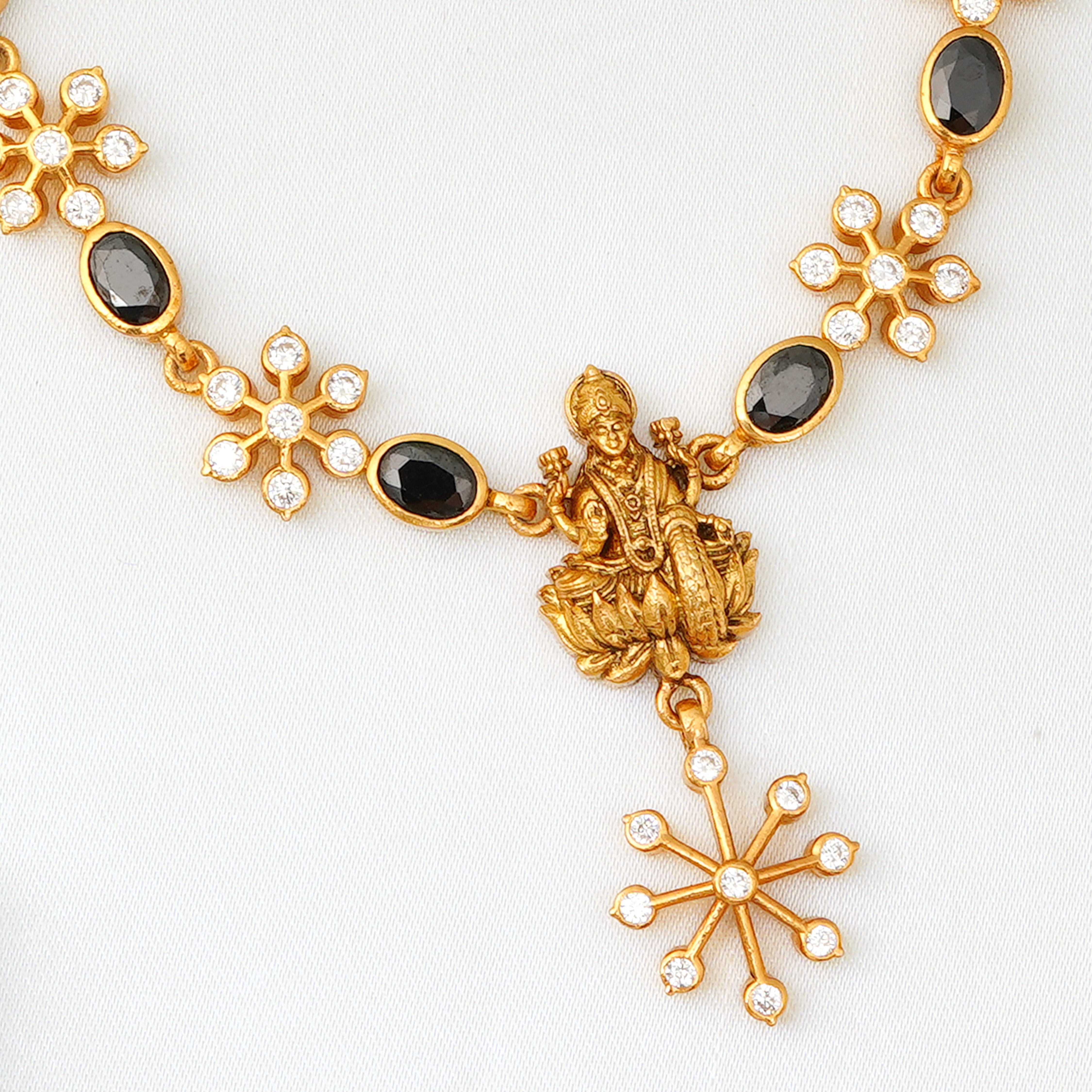 Traditional goddess Lakshmi necklace with floral motifs from Ishna