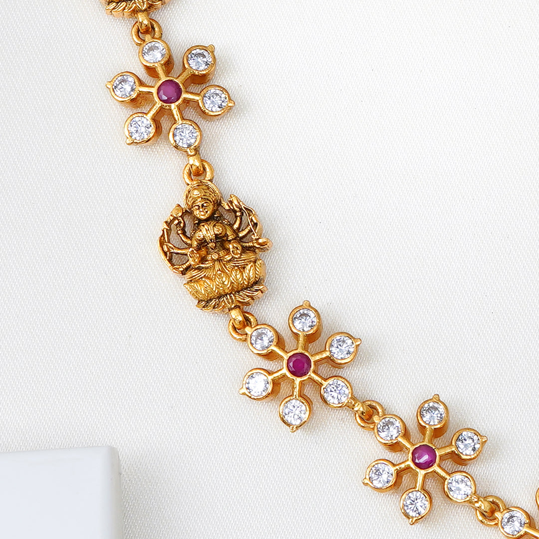 Traditional handcrafted silver floral necklace Ishna