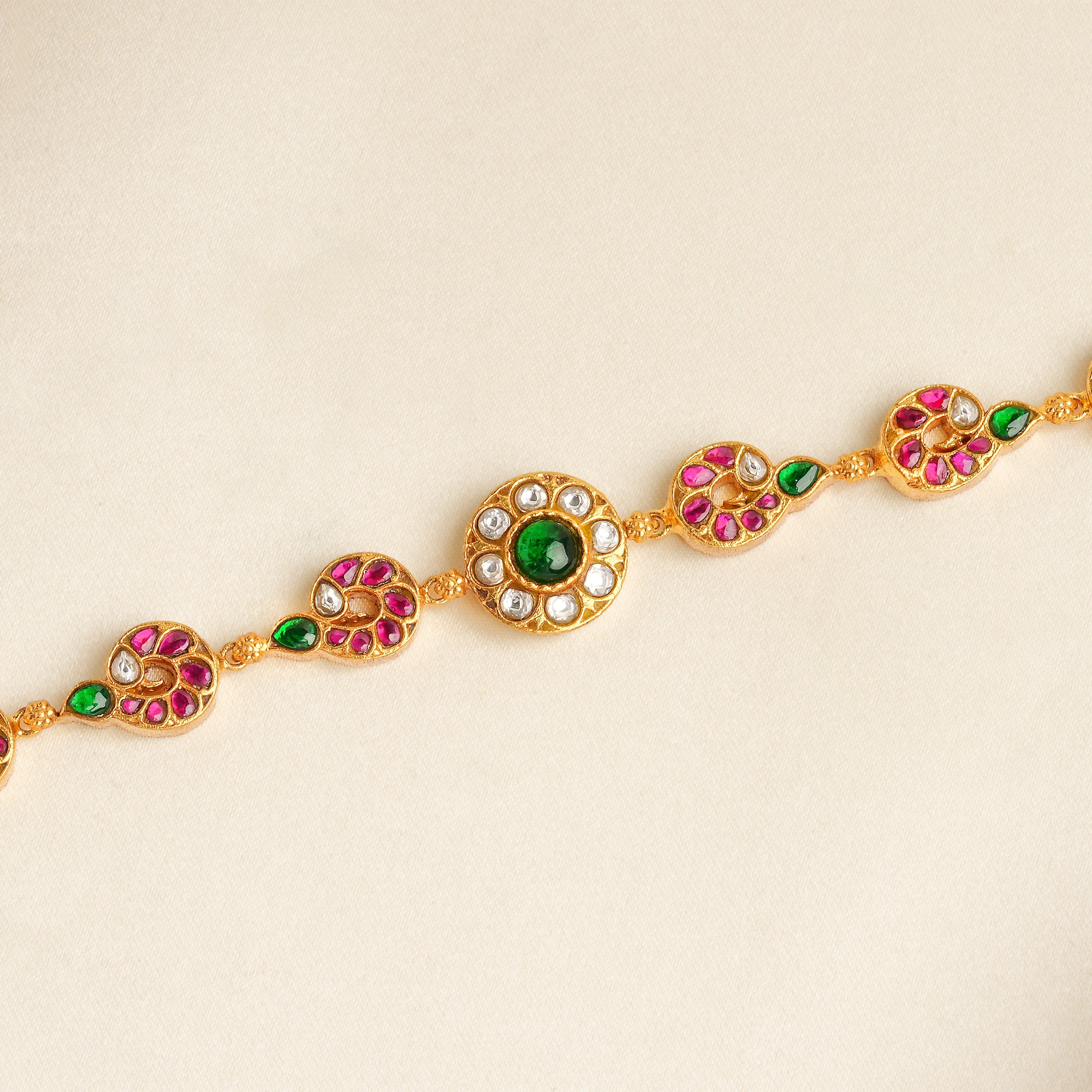 Traditional kundan bracelet with ruby and emerald
