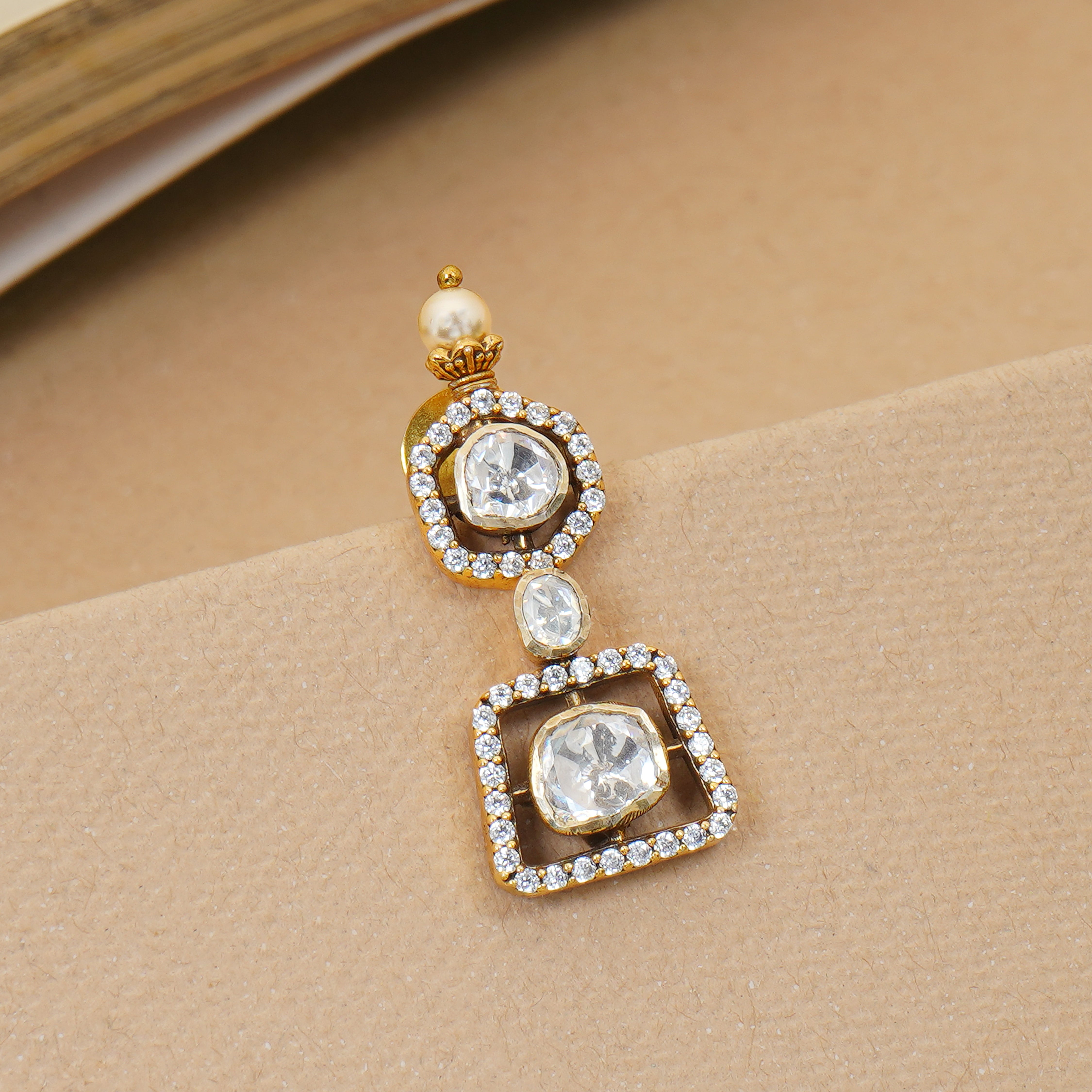 Traditional moissanite stone drop earrings