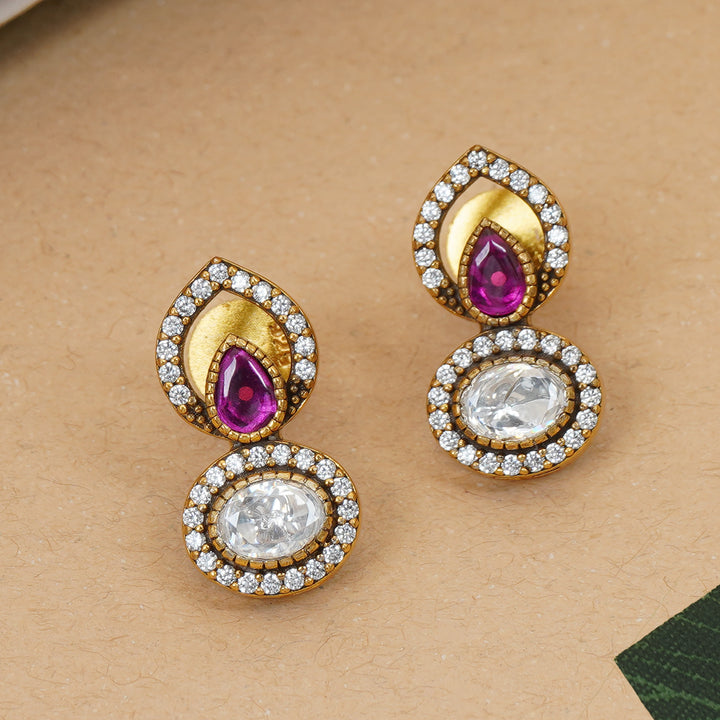 Traditional ruby moissanite earrings