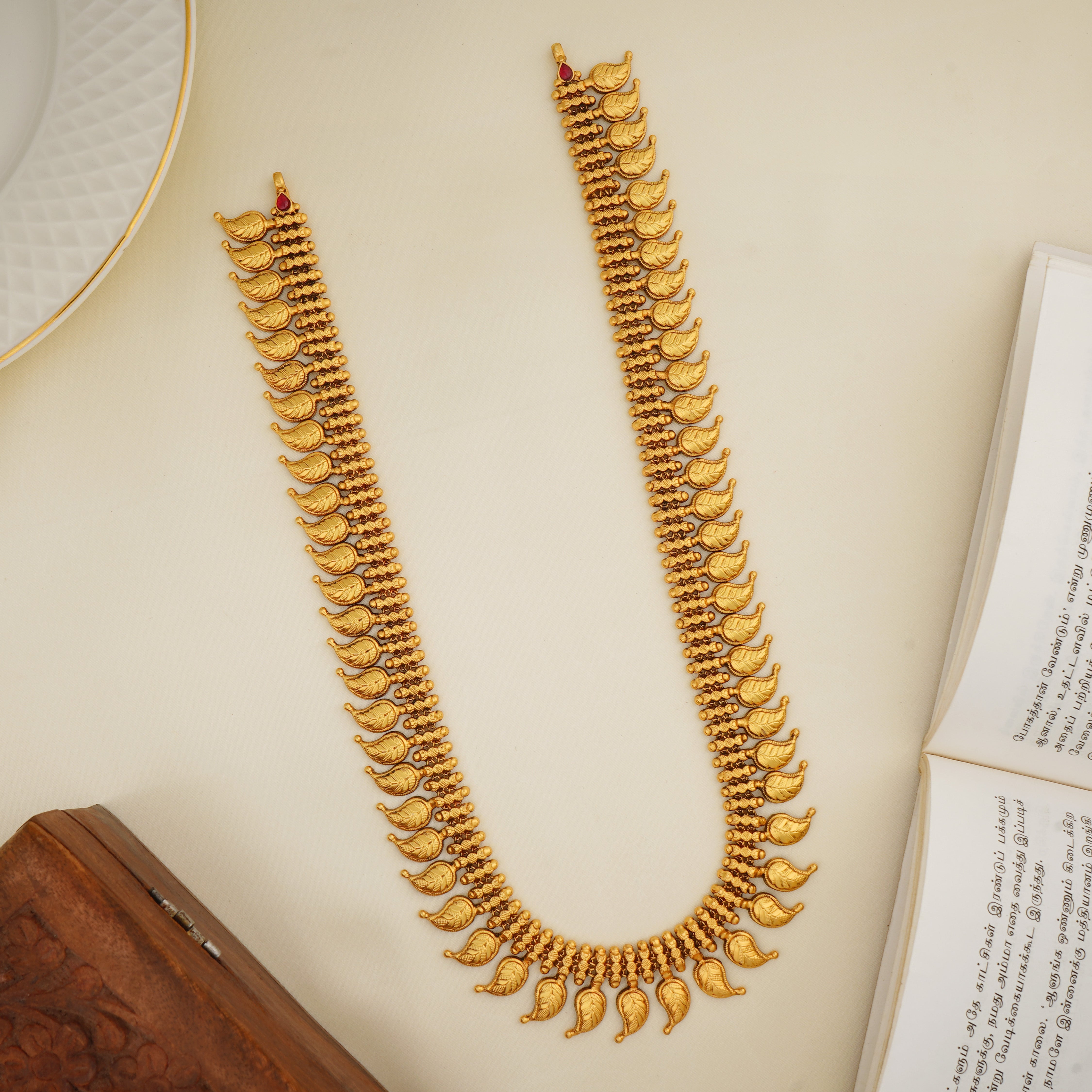 Traditional silver gold plated manga malai necklace