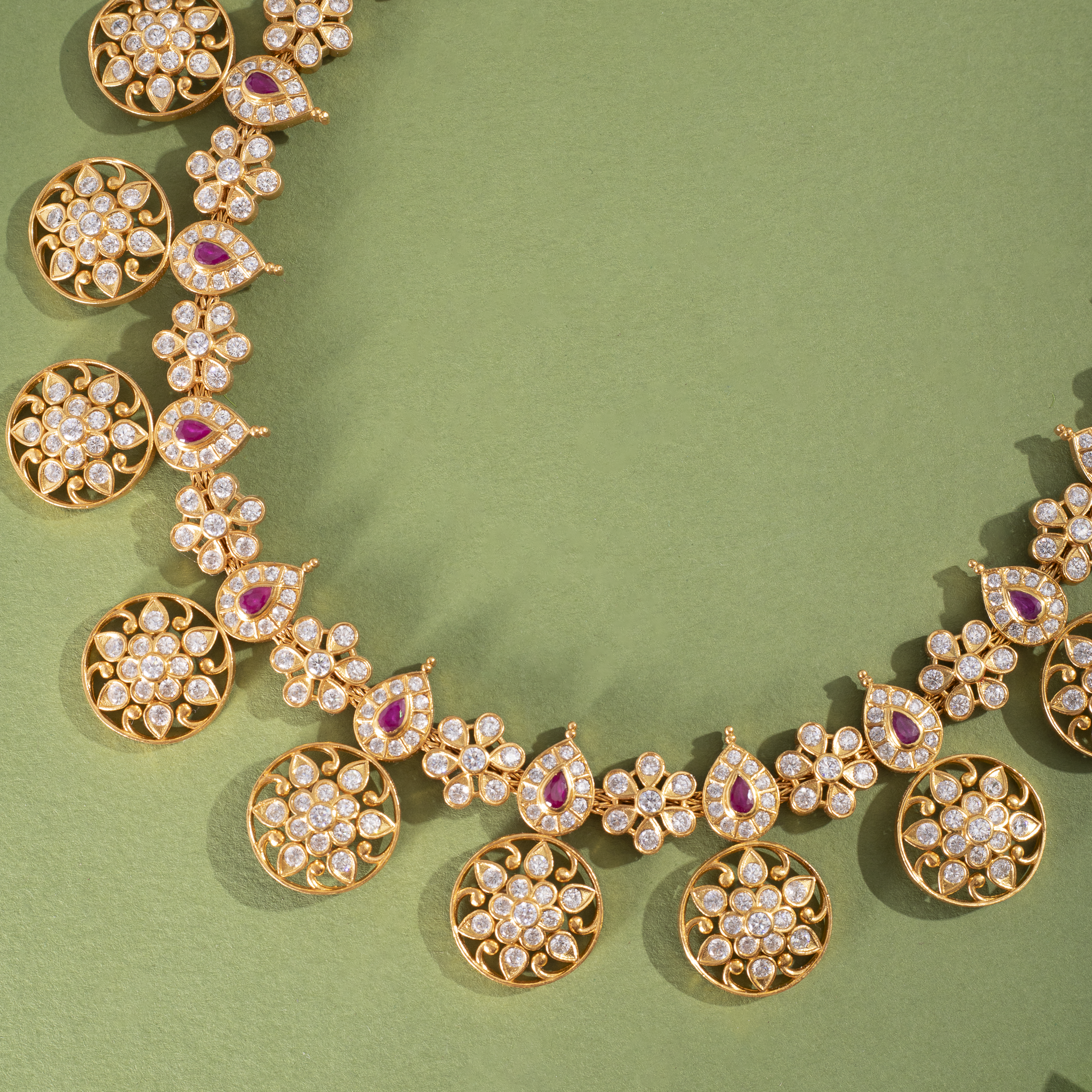 Traditional stone studded gold plated necklace