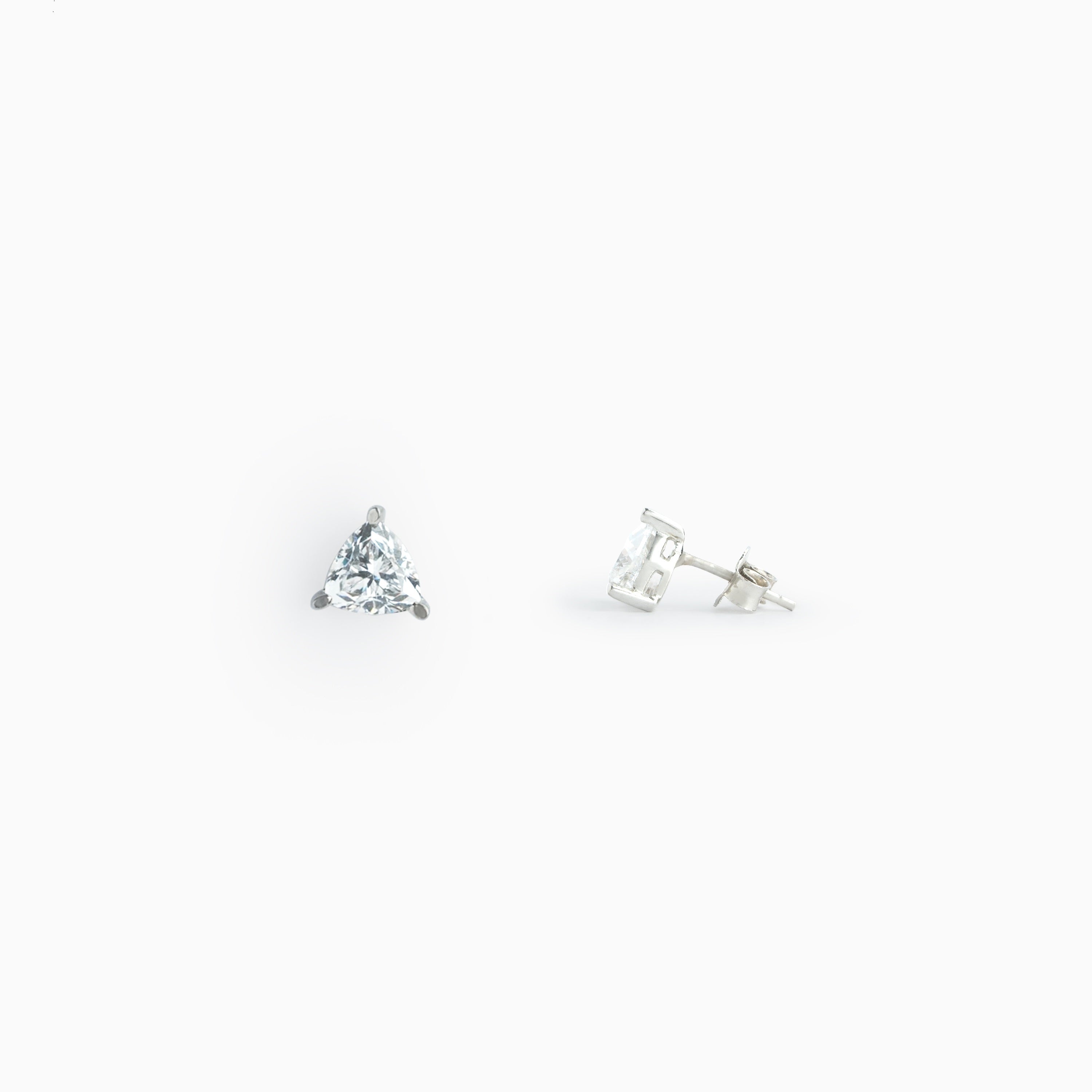 Triangle CZ sterling silver stud earrings Ishna