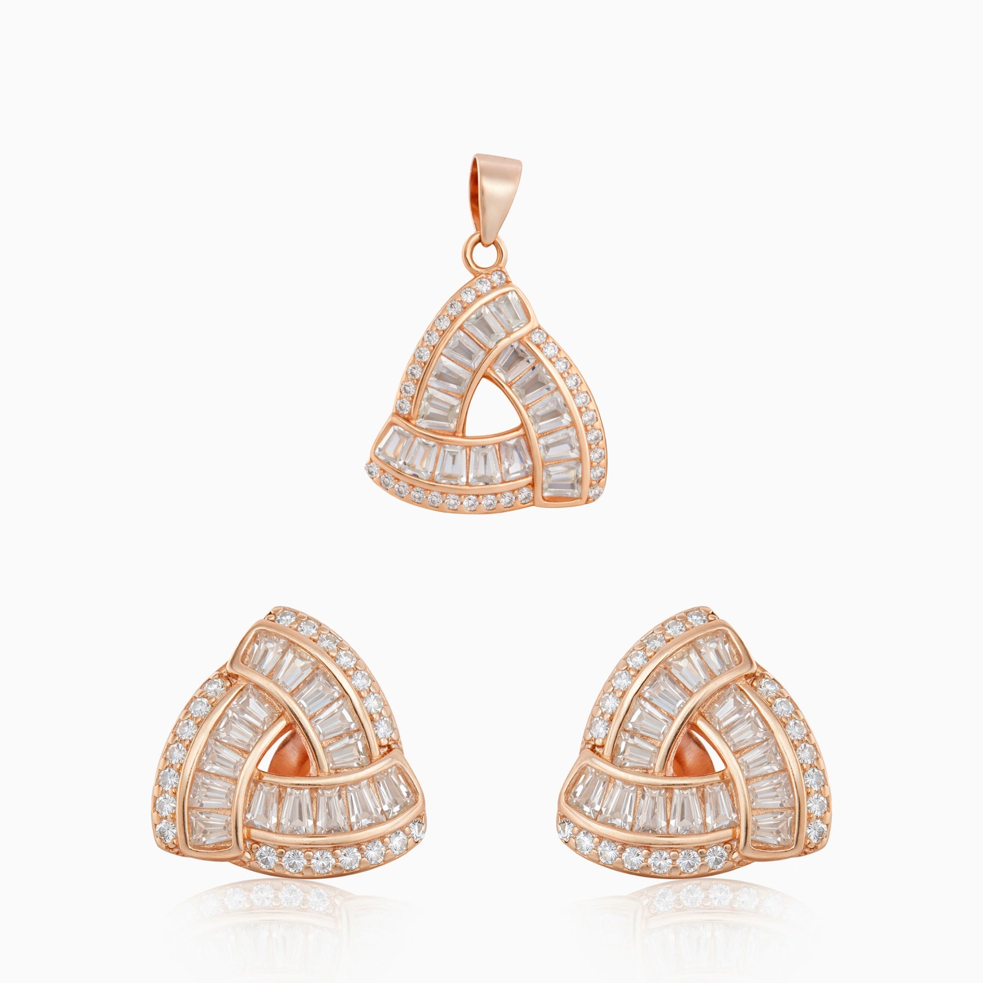 Triangular Pendant & Earrings Ishna