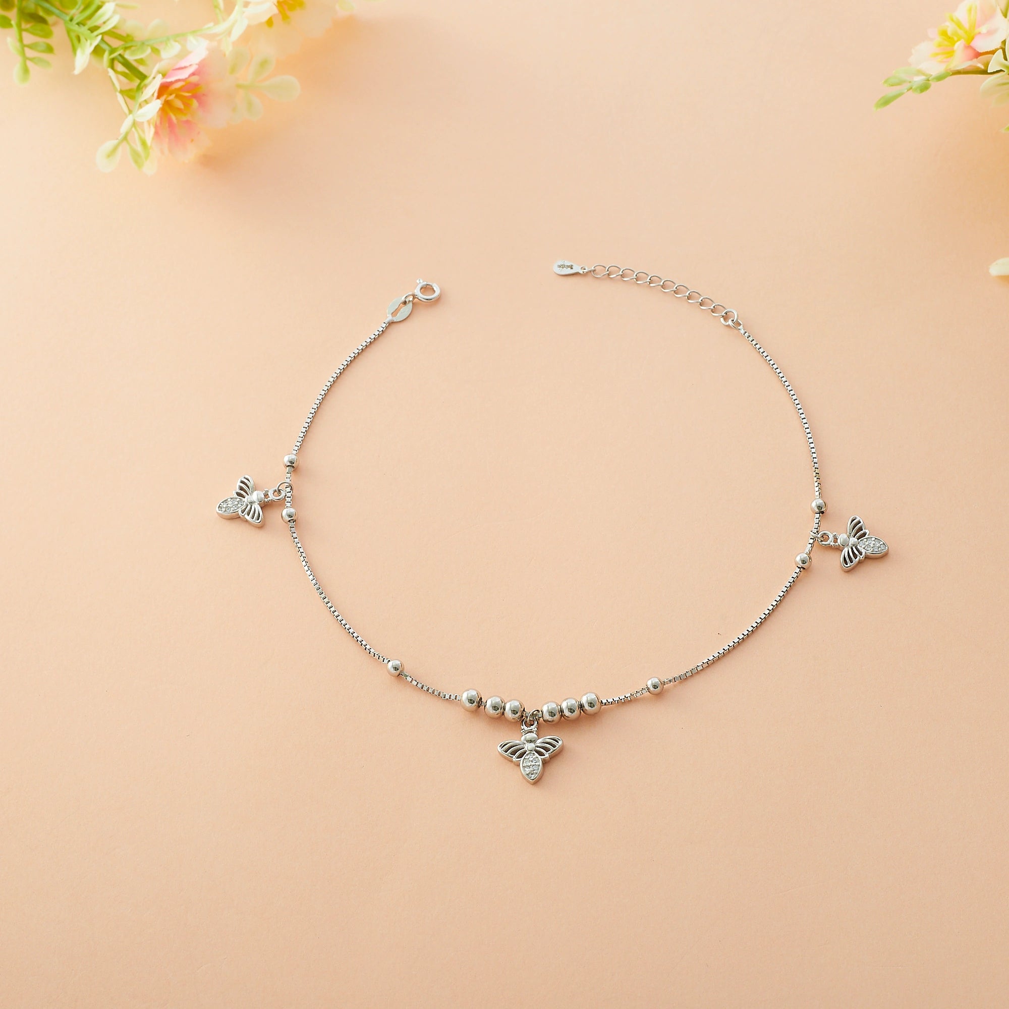 Triple Bee Charm Anklet Ishna