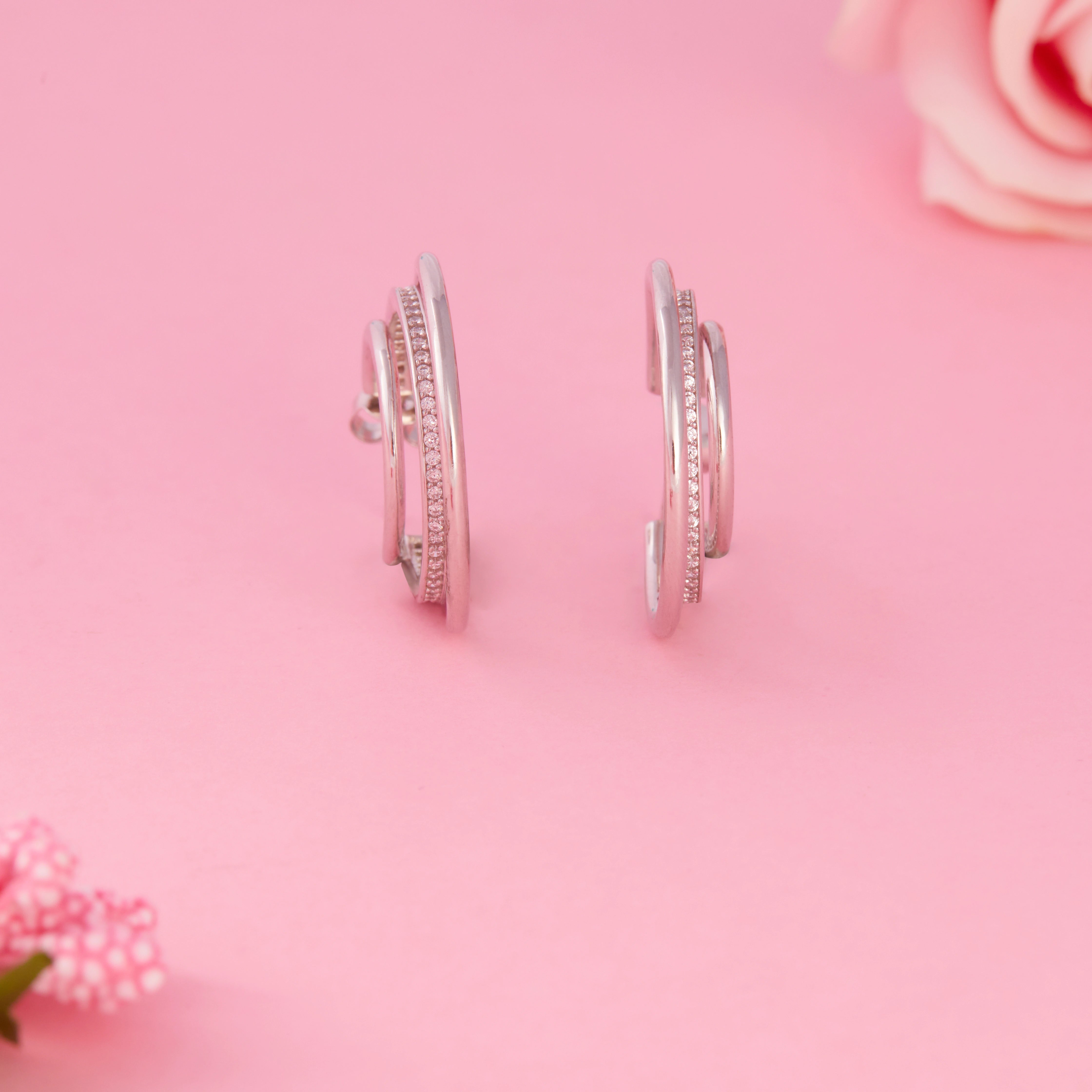 Triple Hoop Stud Earrings Ishna
