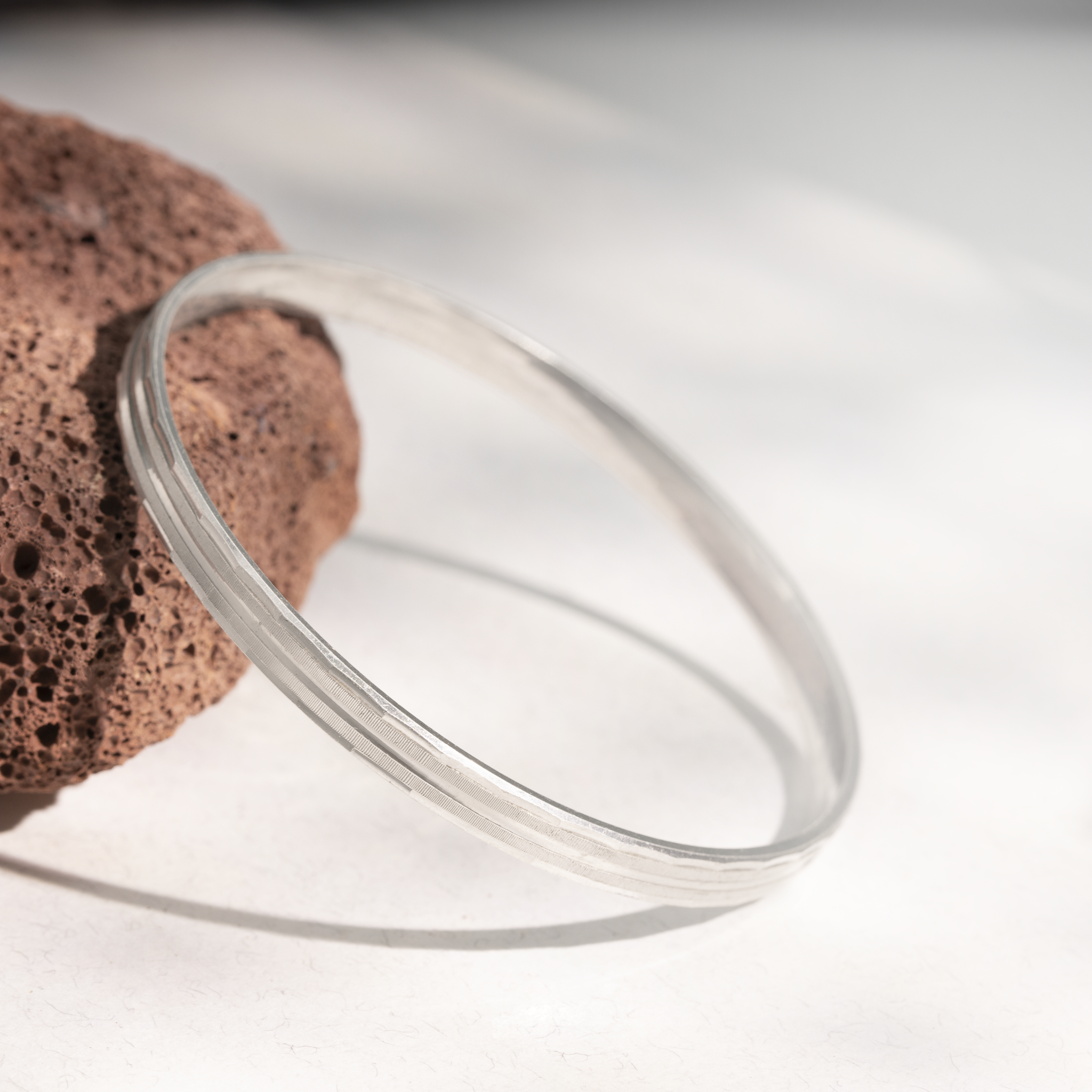 Triple Line sterling silver kada