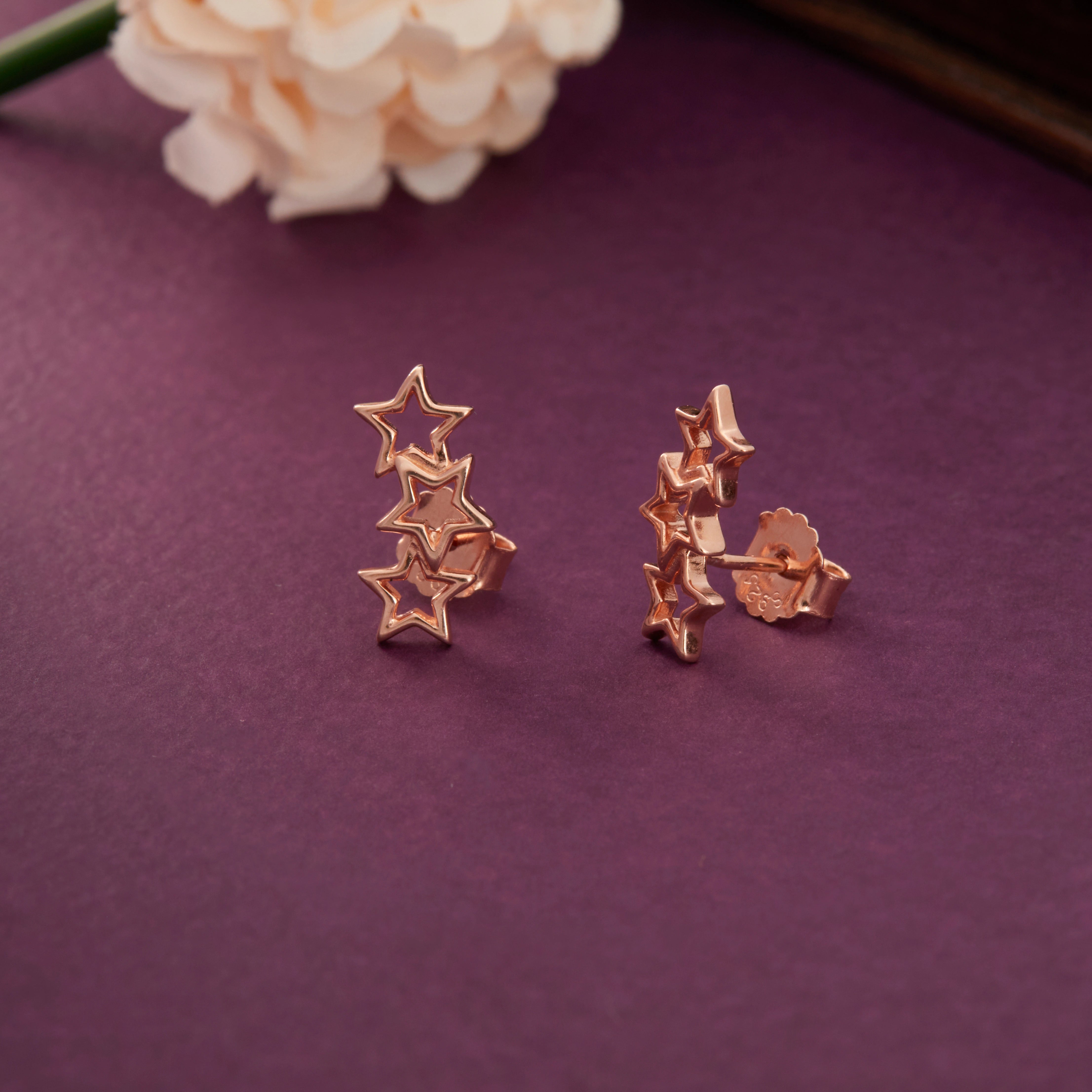 Triple Star Motif Drop Earrings Ishna