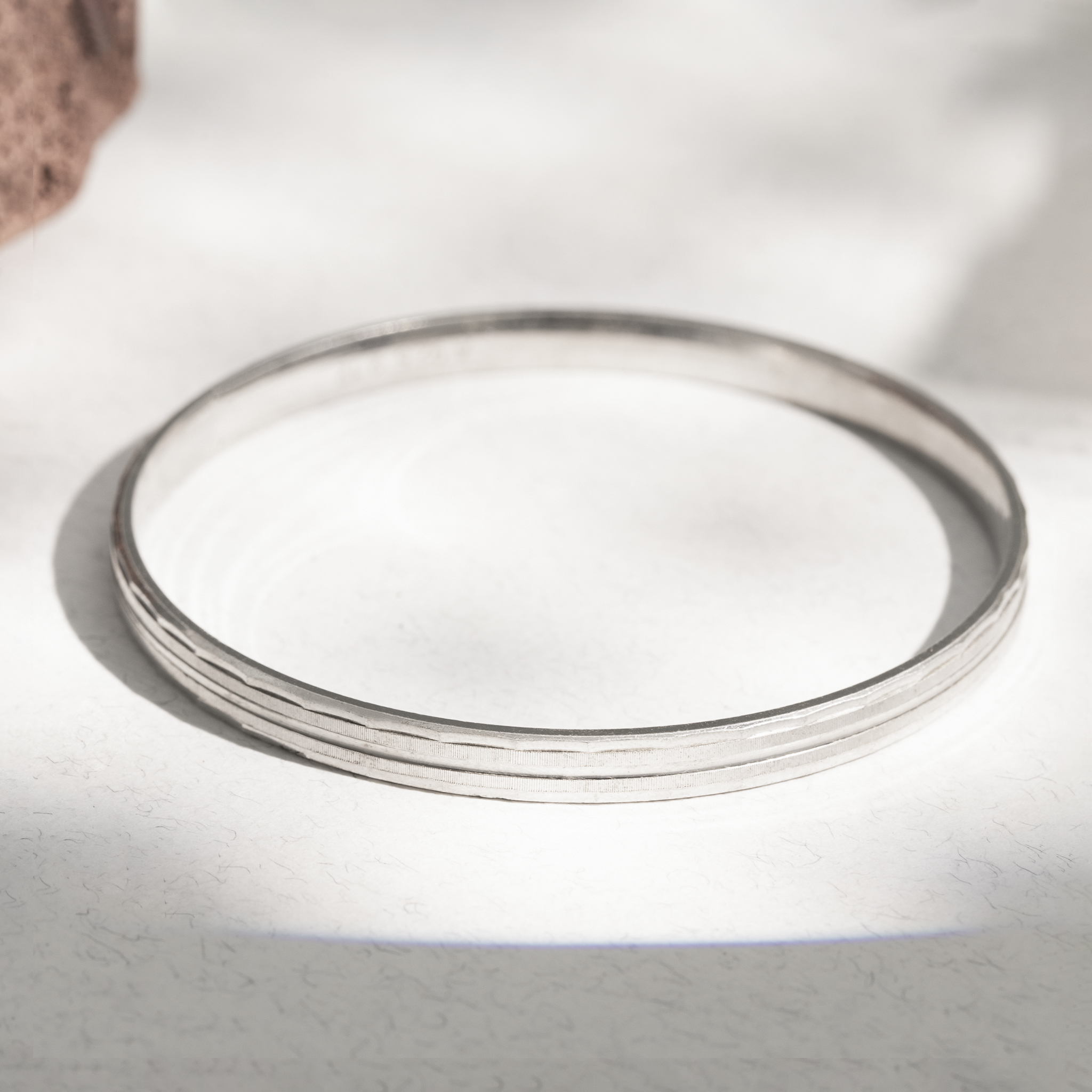 Triple line mens silver kada