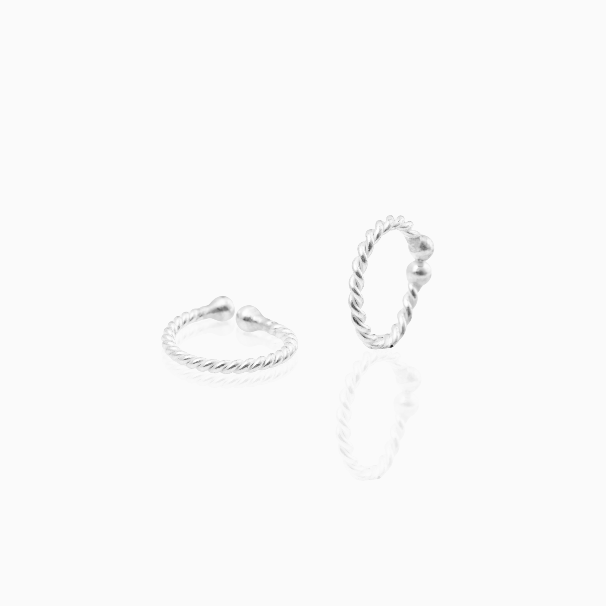 Twisted ring design sterling silver ear stud
