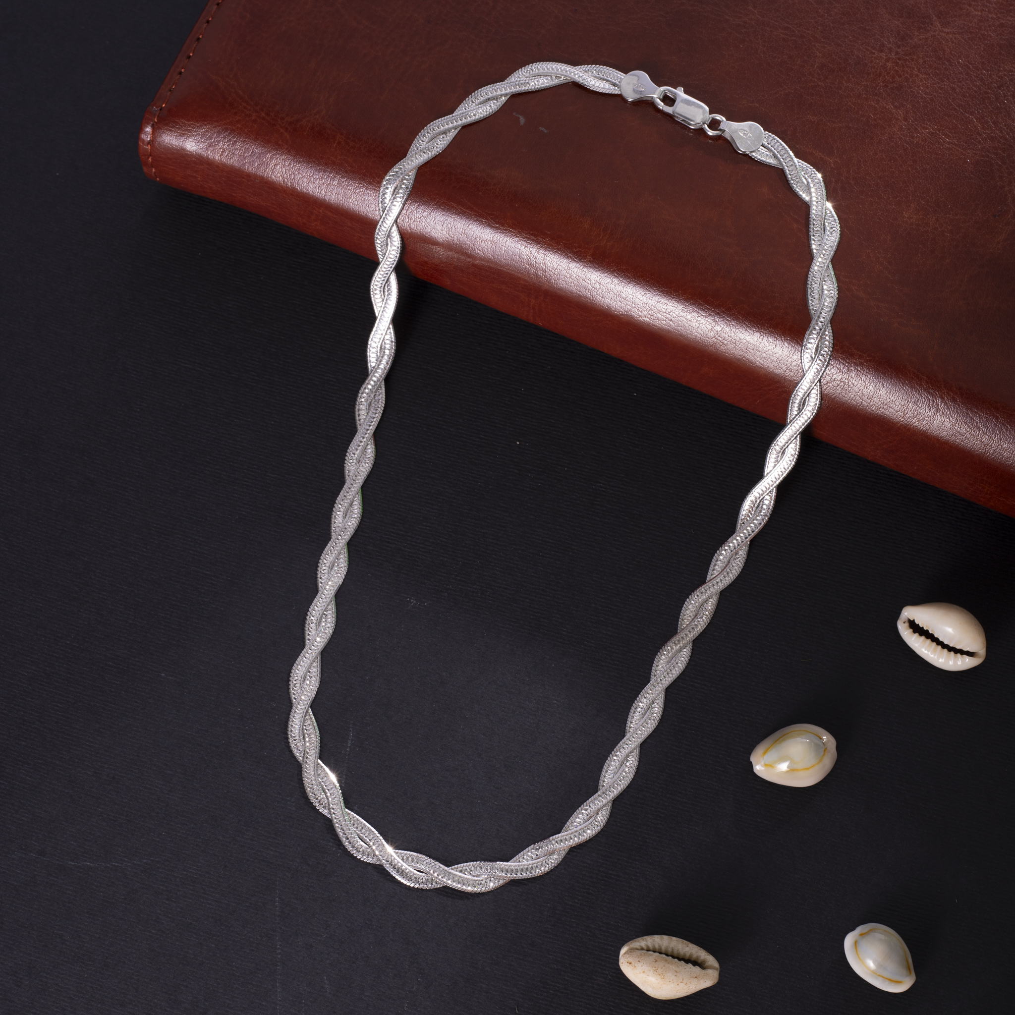 Twisted silver mens chain