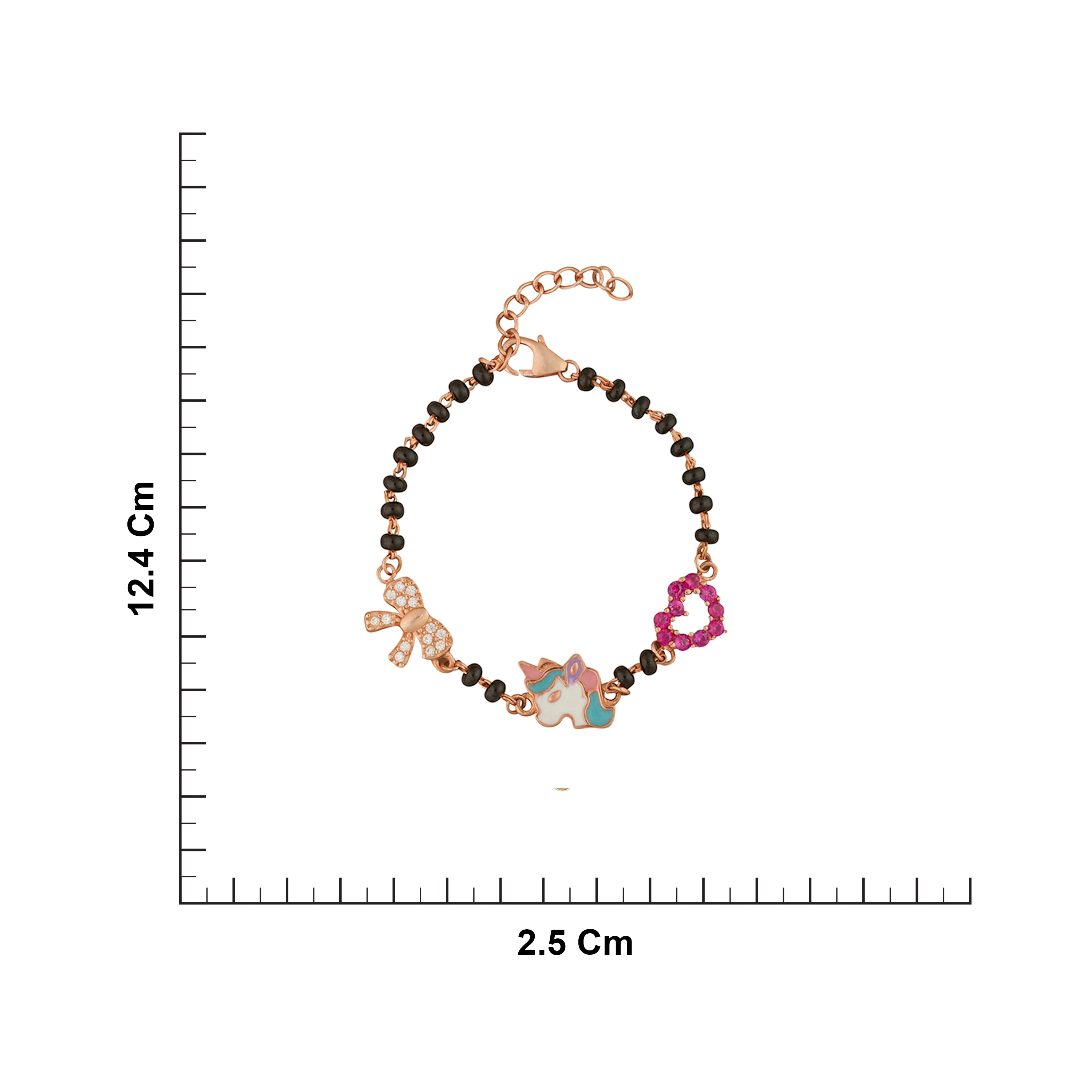 Unicorn Charm Bracelet in Rose Gold Silver Ishna