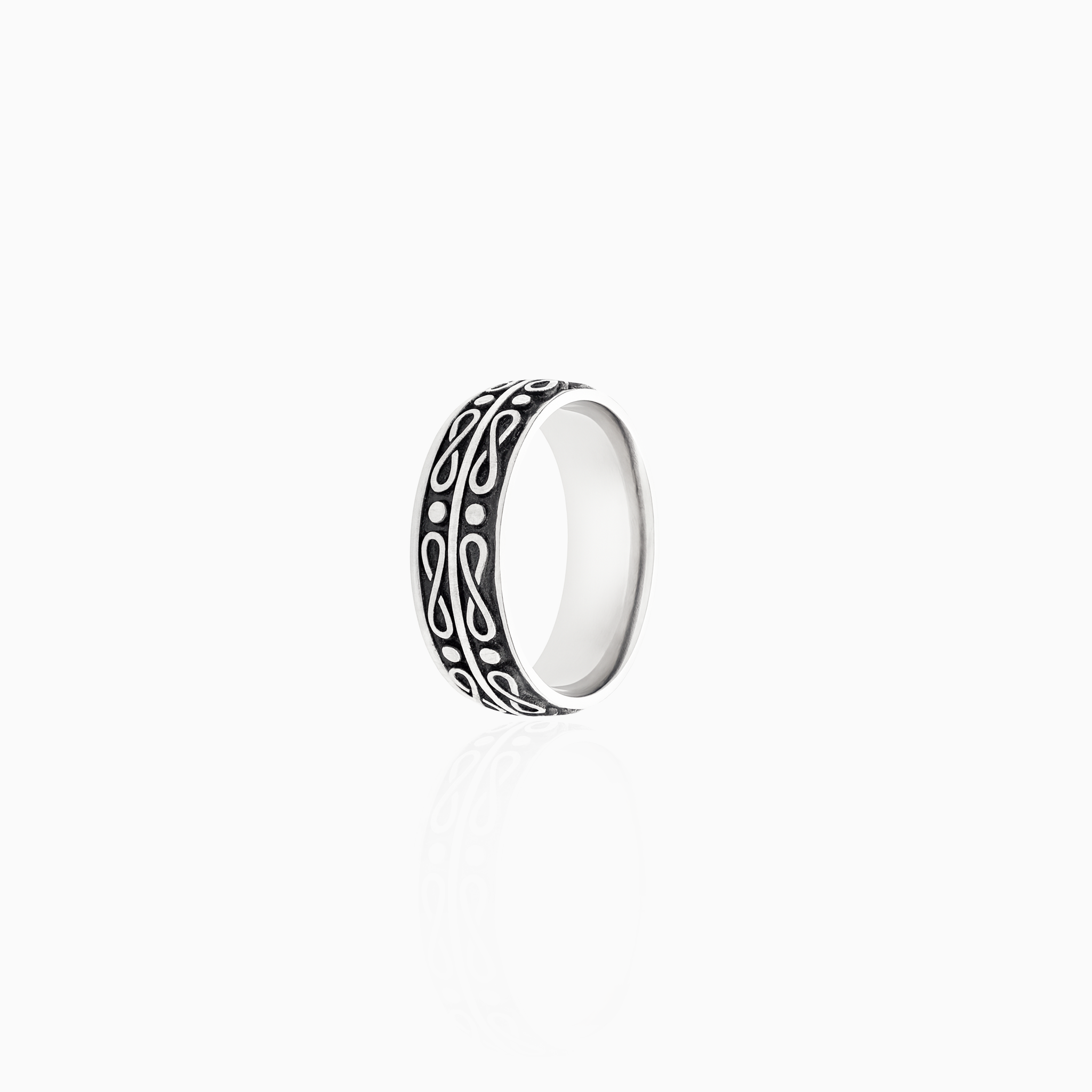 Unisex oxidised silver ring
