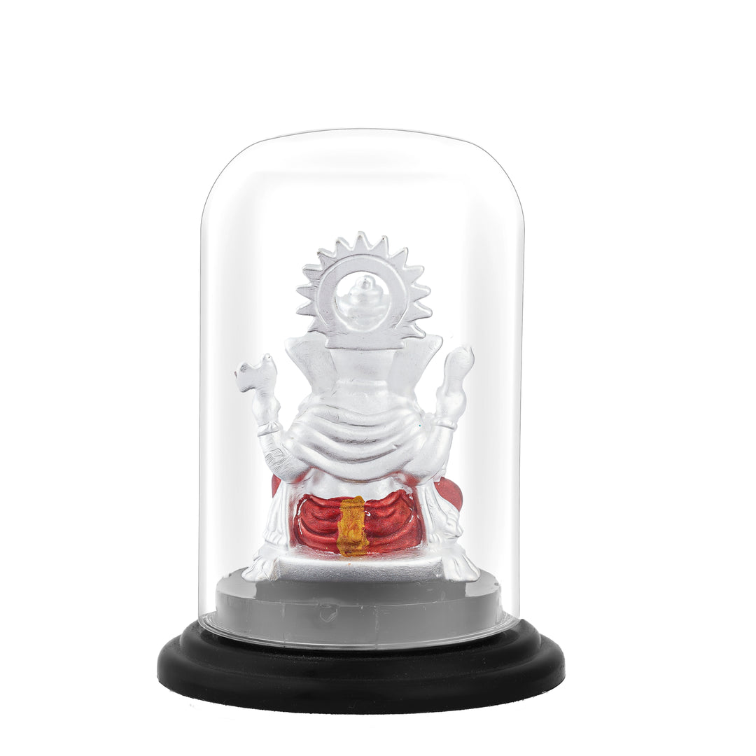 Vinayakar Murti in 999 Silver with Glass Dome