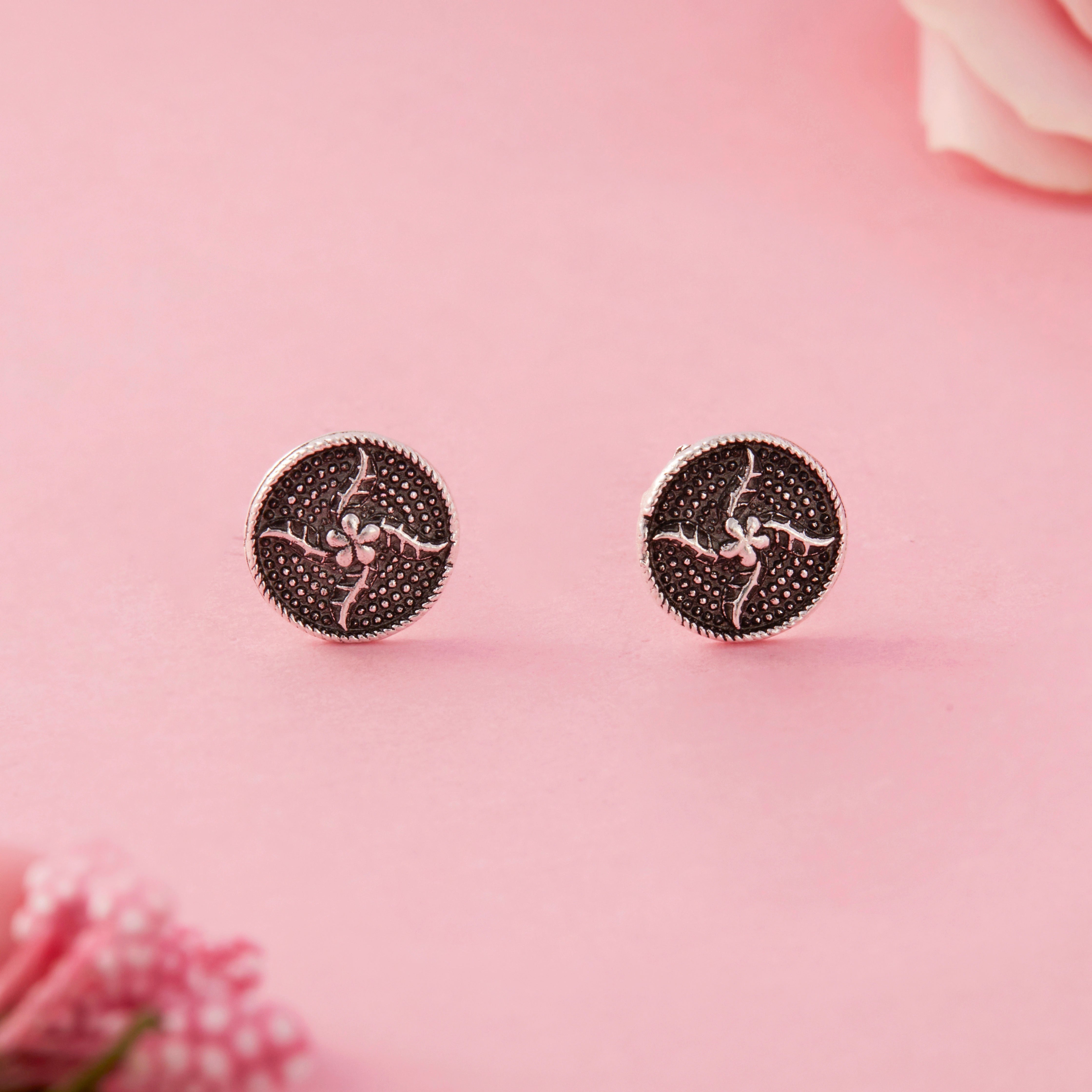 Vintage Floral Motif Stud Earrings Ishna