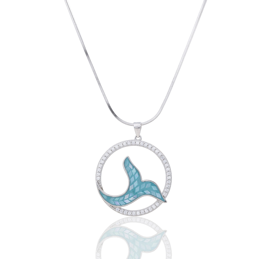 Whale Tail Pendant Chain & Earrings in 925 Sterling Silver Ishna