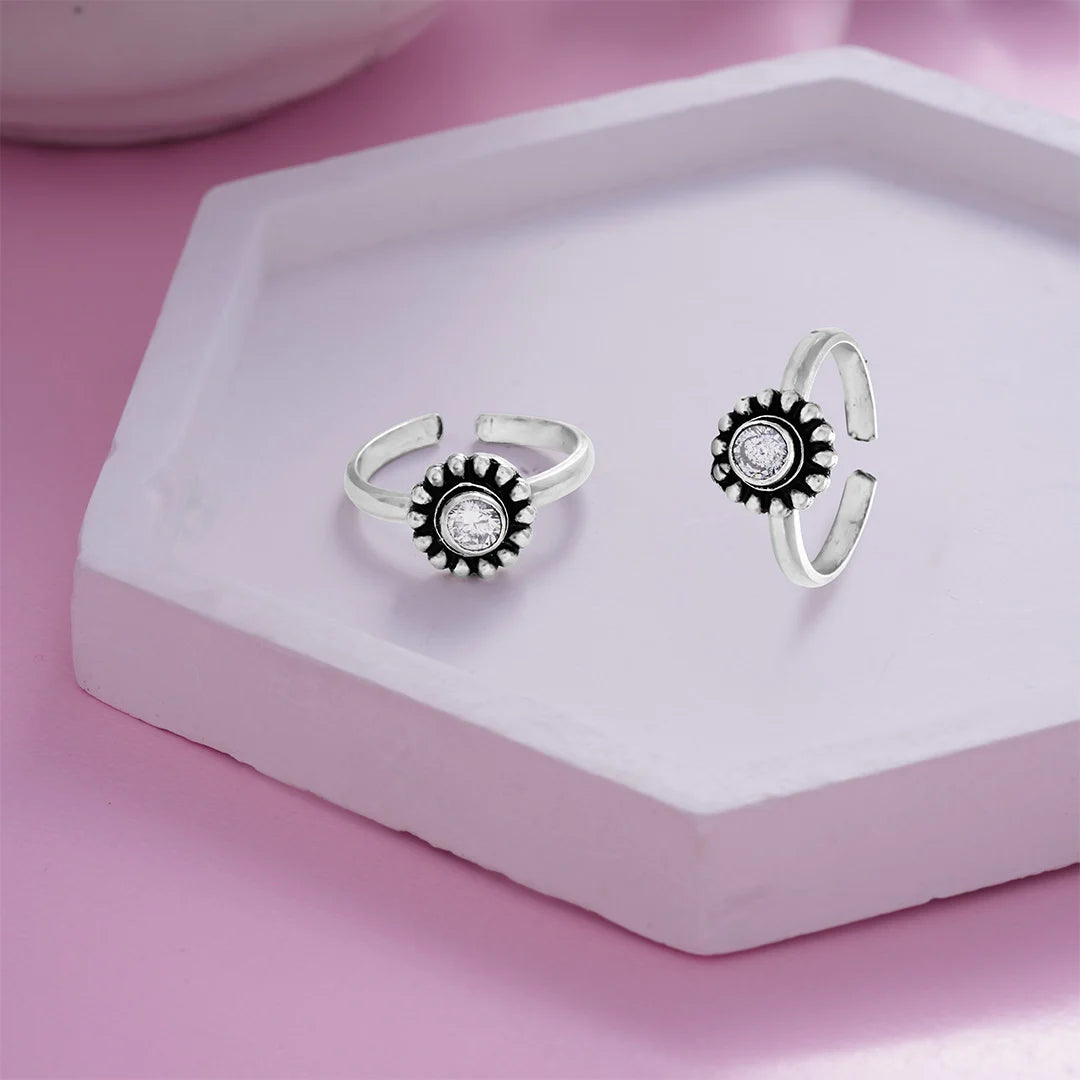 White Stone Sterling Silver Toe Ring