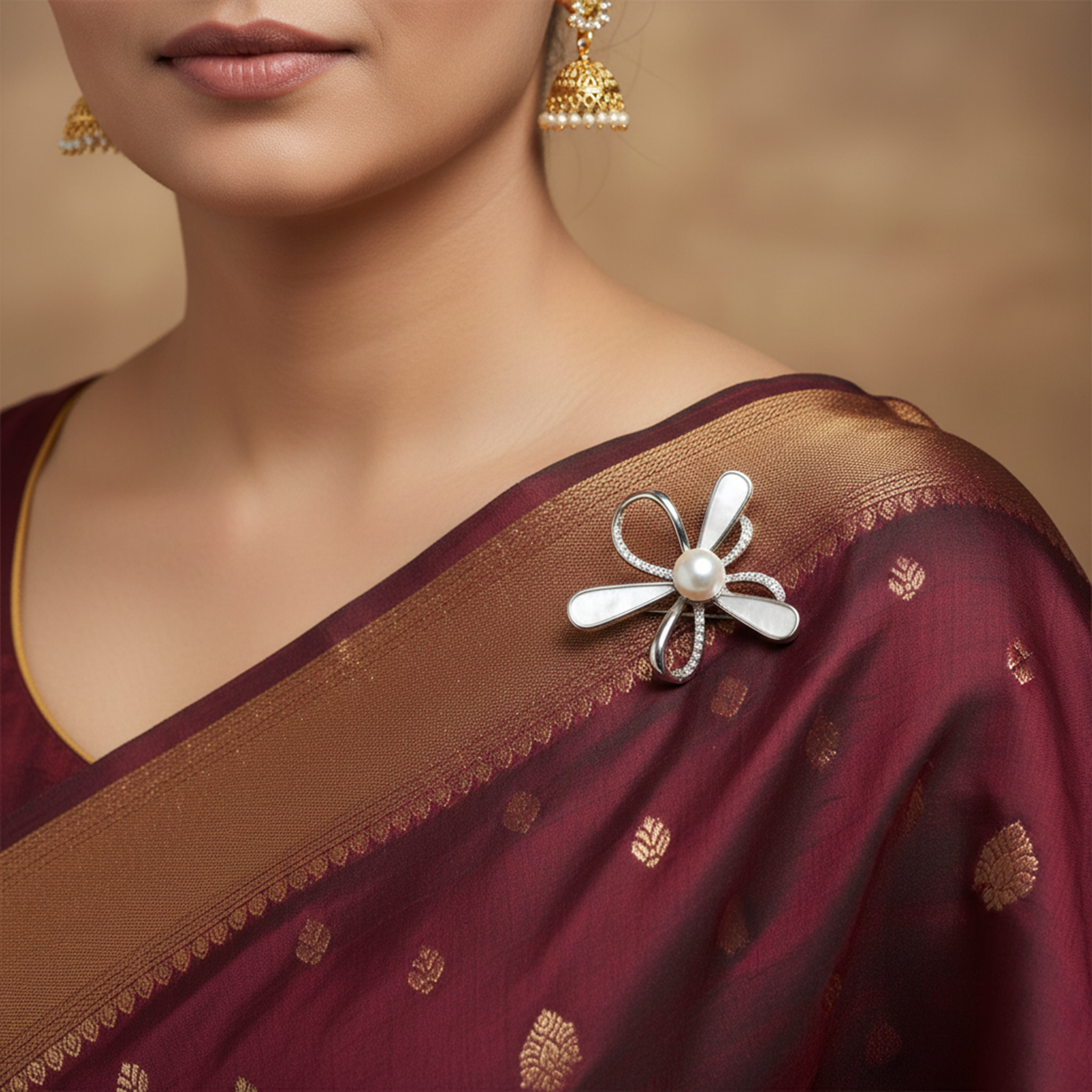 Women’s silver pearl fashion brooch