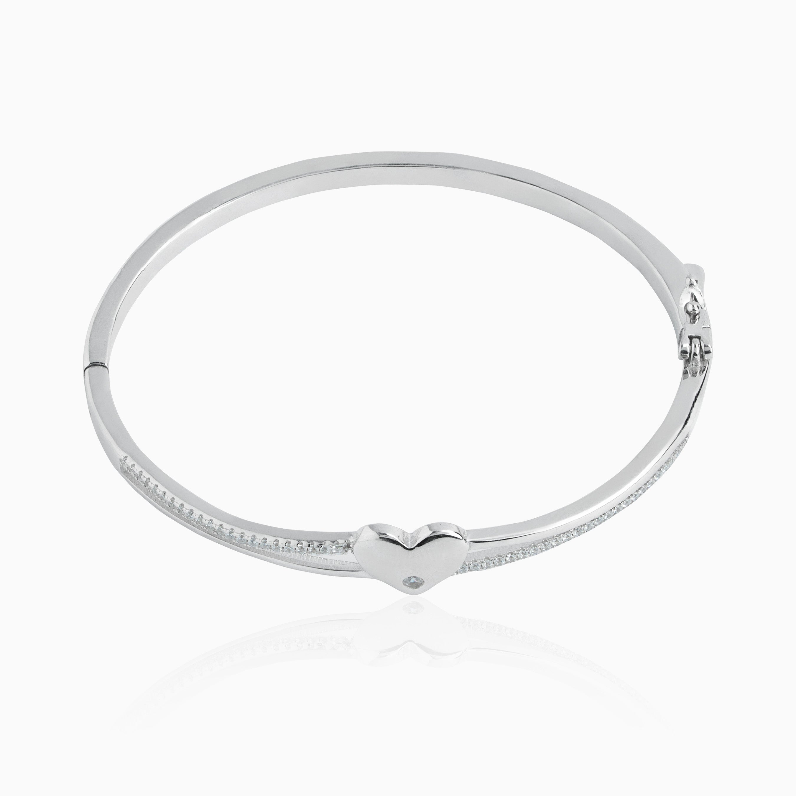 Women’s sterling silver heart charm bangle