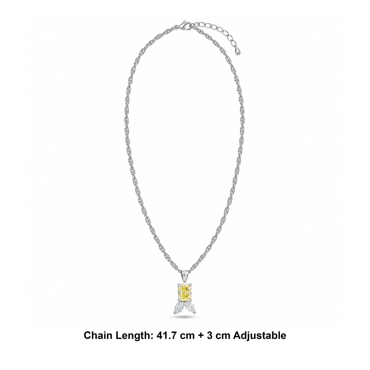 Yellow Radiant CZ silver Pendant Chain Ishna