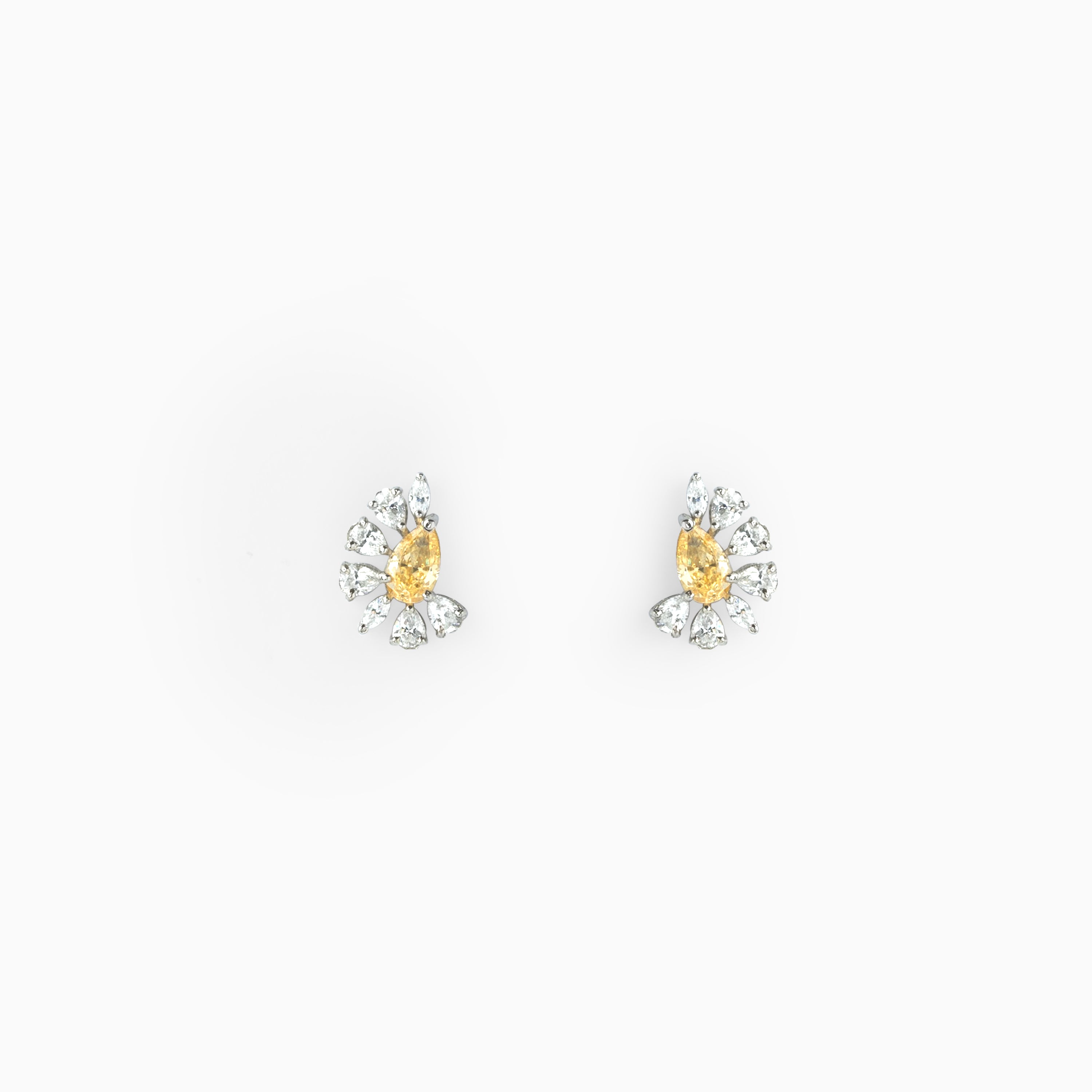 Yellow stone floral stud earrings Ishna