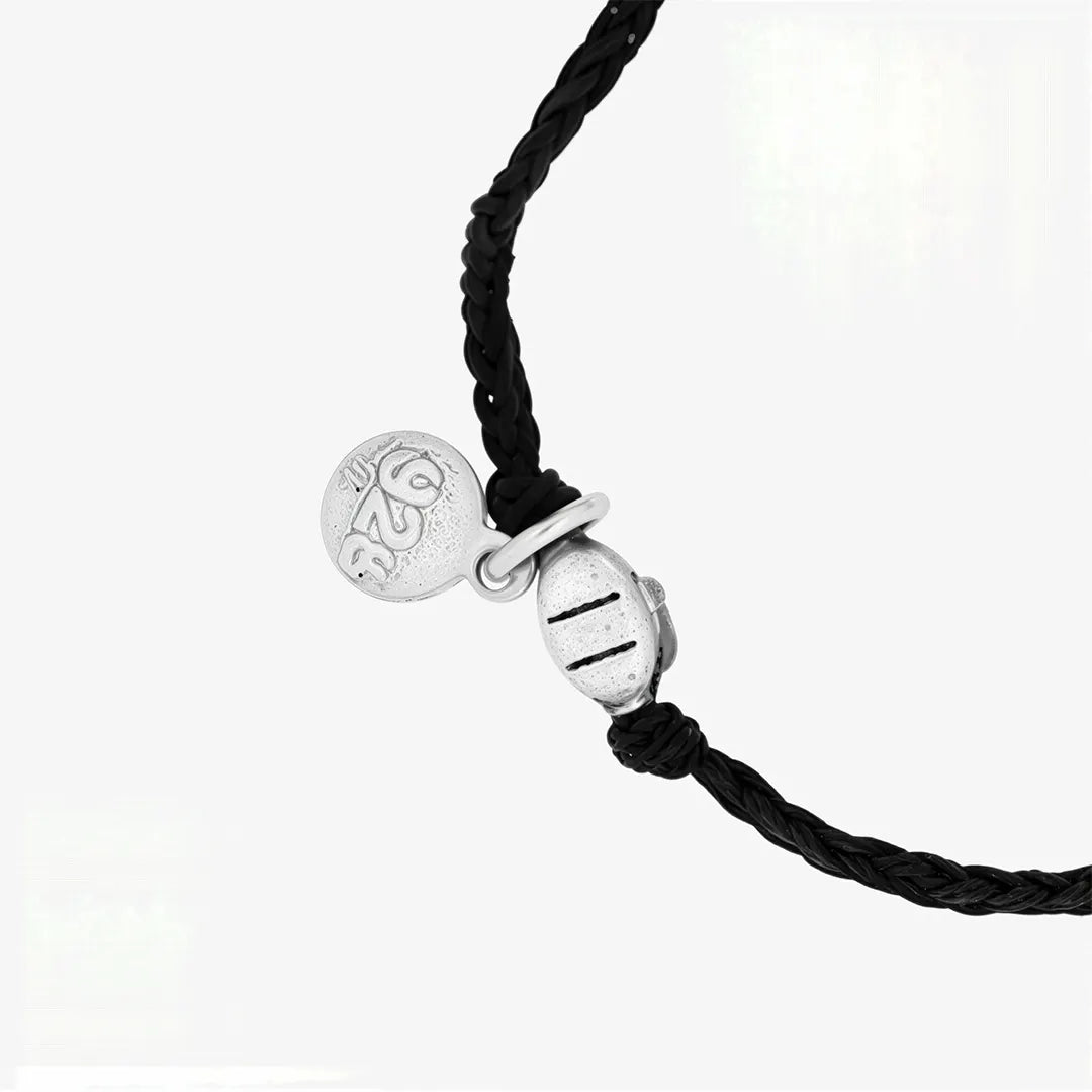 black braided thread bracelet with silver beads