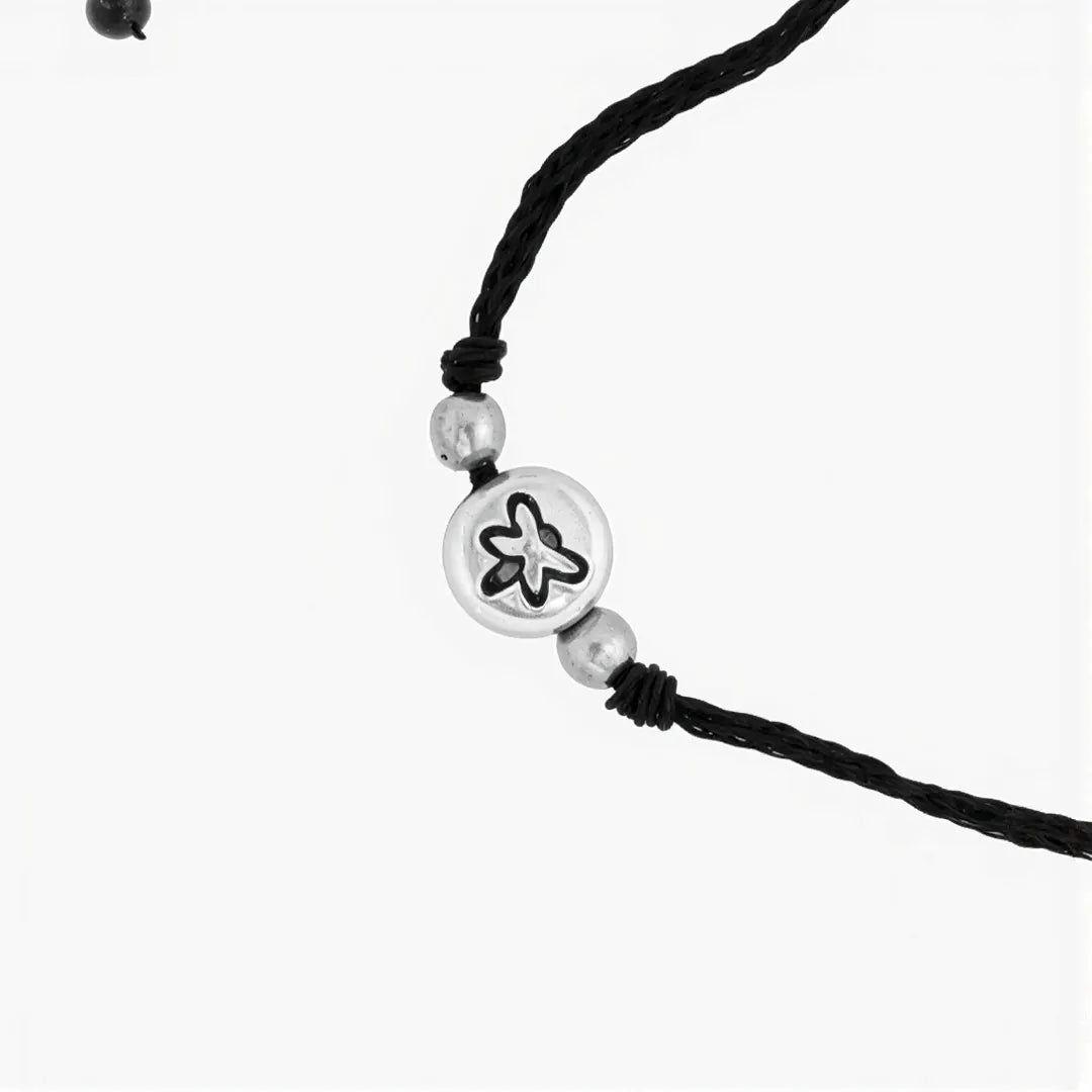 black thread bracelet with butterfly charms