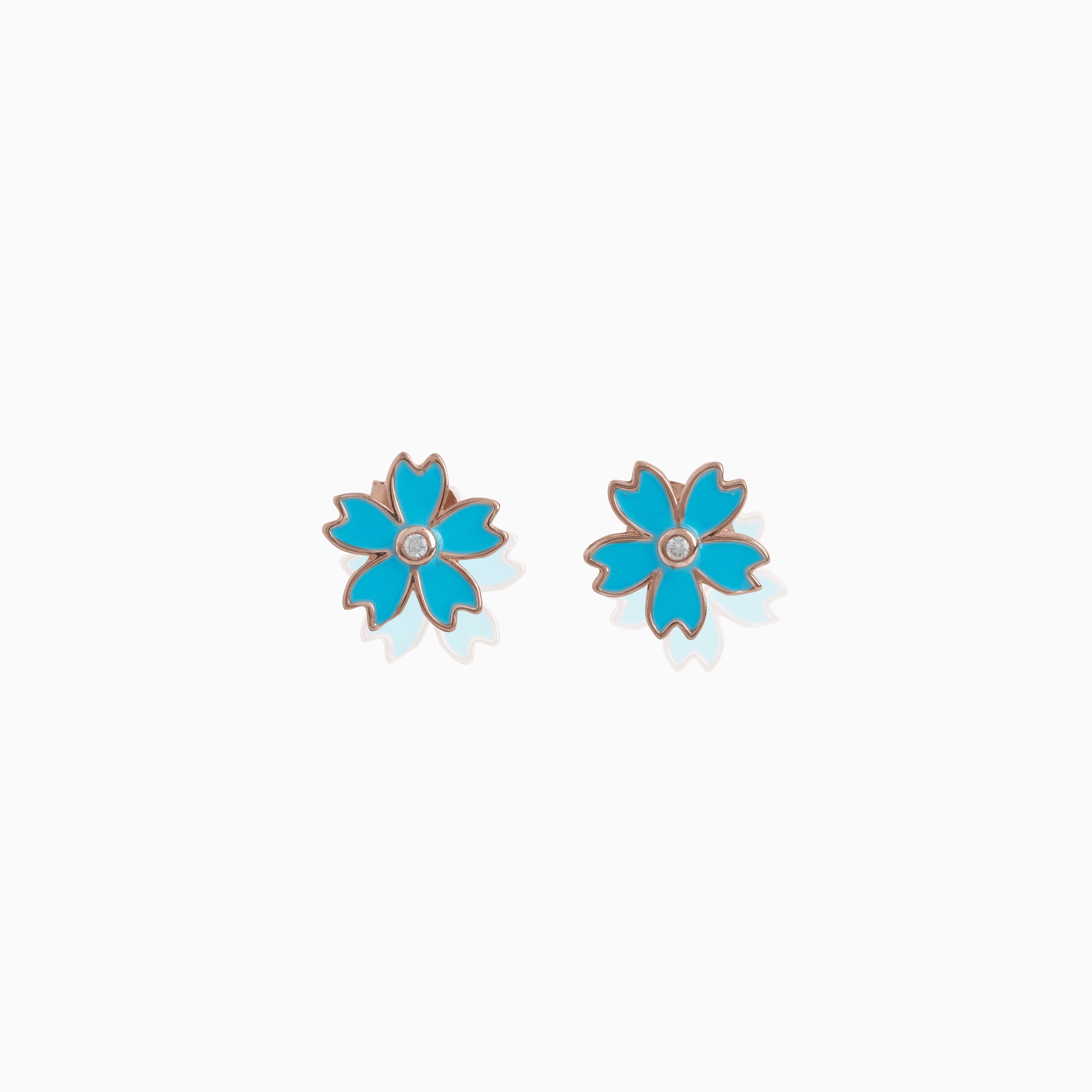 blue flower enamel stud