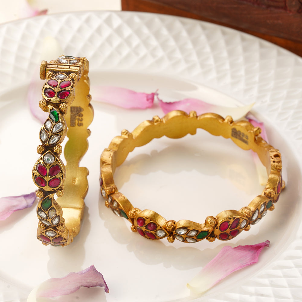 bridal gold plated bangles screw type size 2.4
