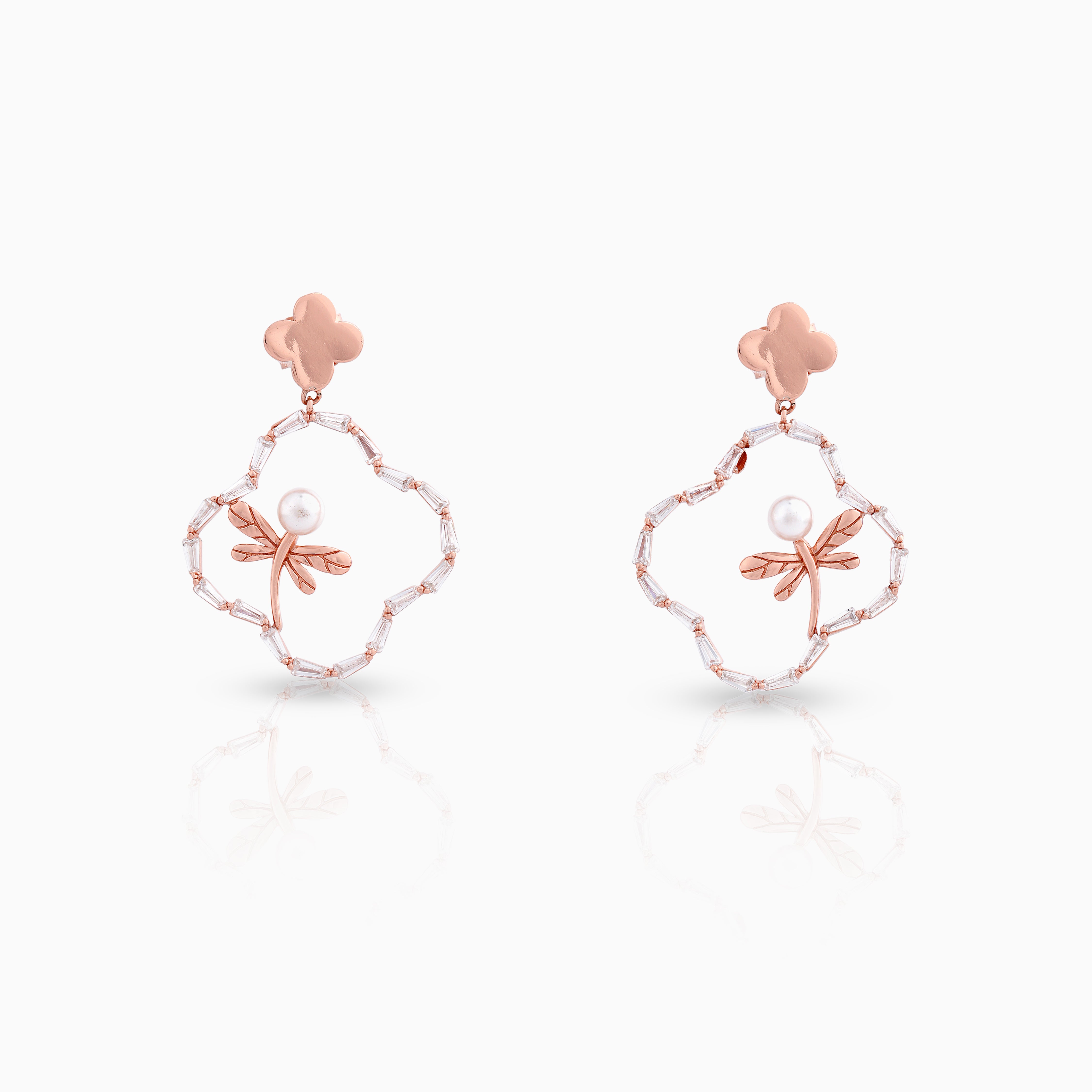 clover drop earrings with crystal